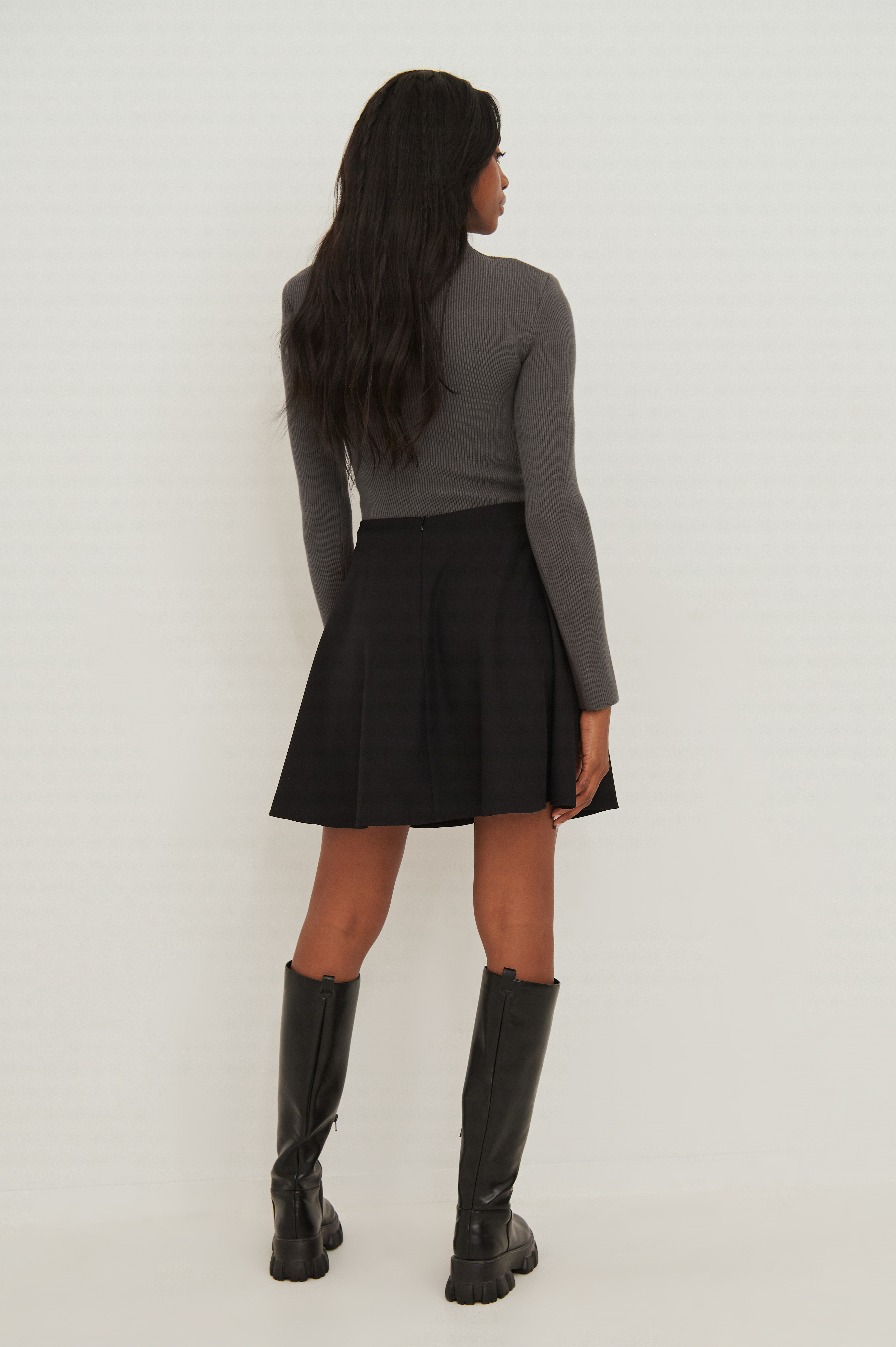 black mini circle skirt