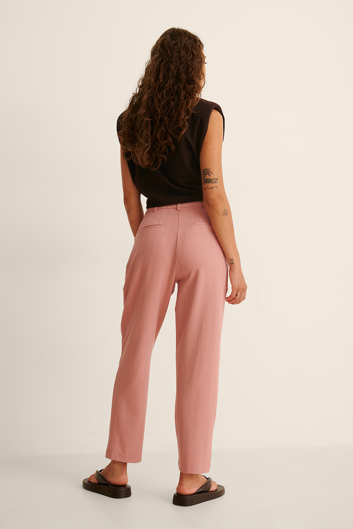 Recycled Cropped Cigarette Pants Pink 