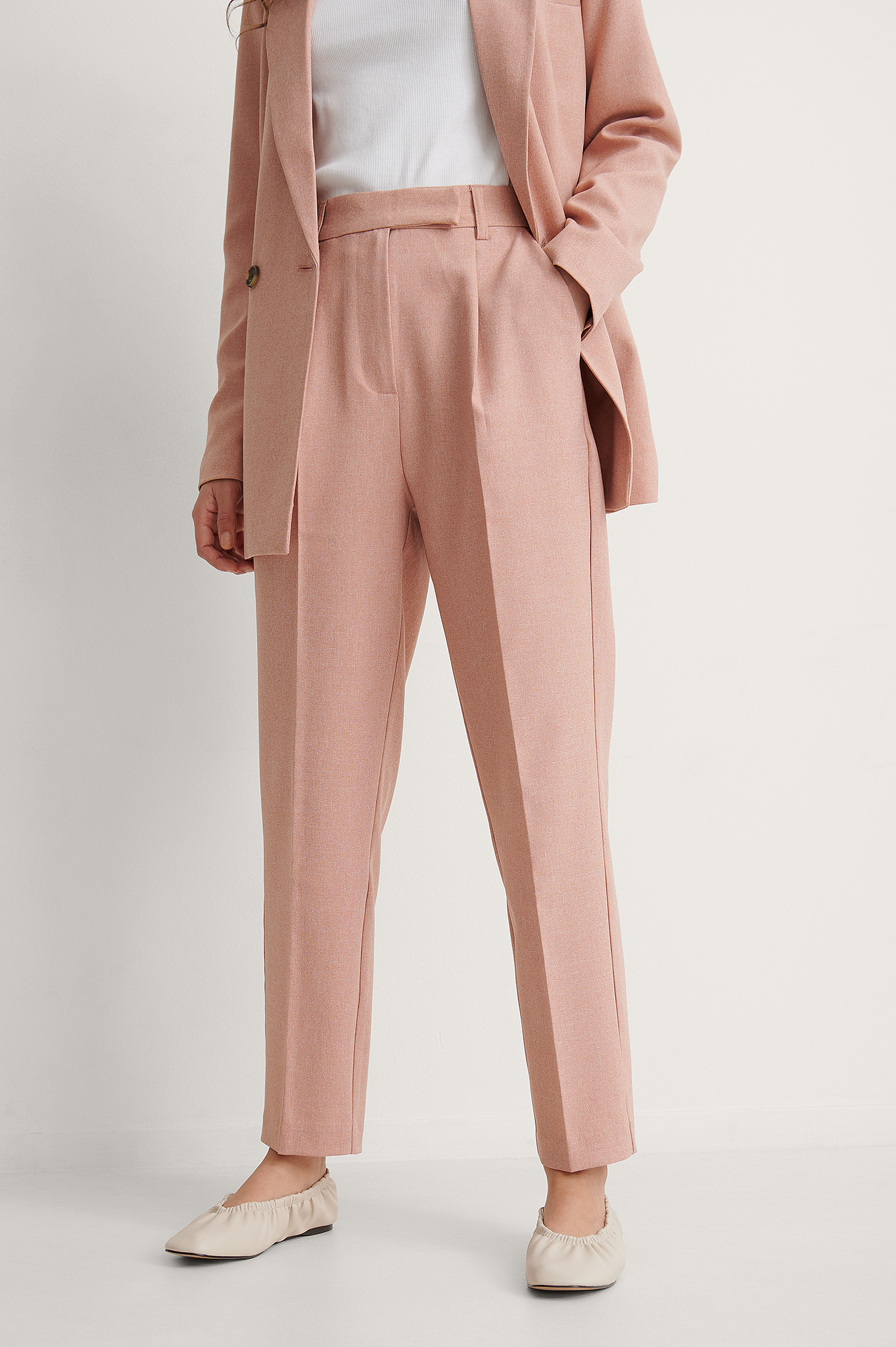 Na-kd Reborn Recycled Cropped Suit Pants Pink In Rust