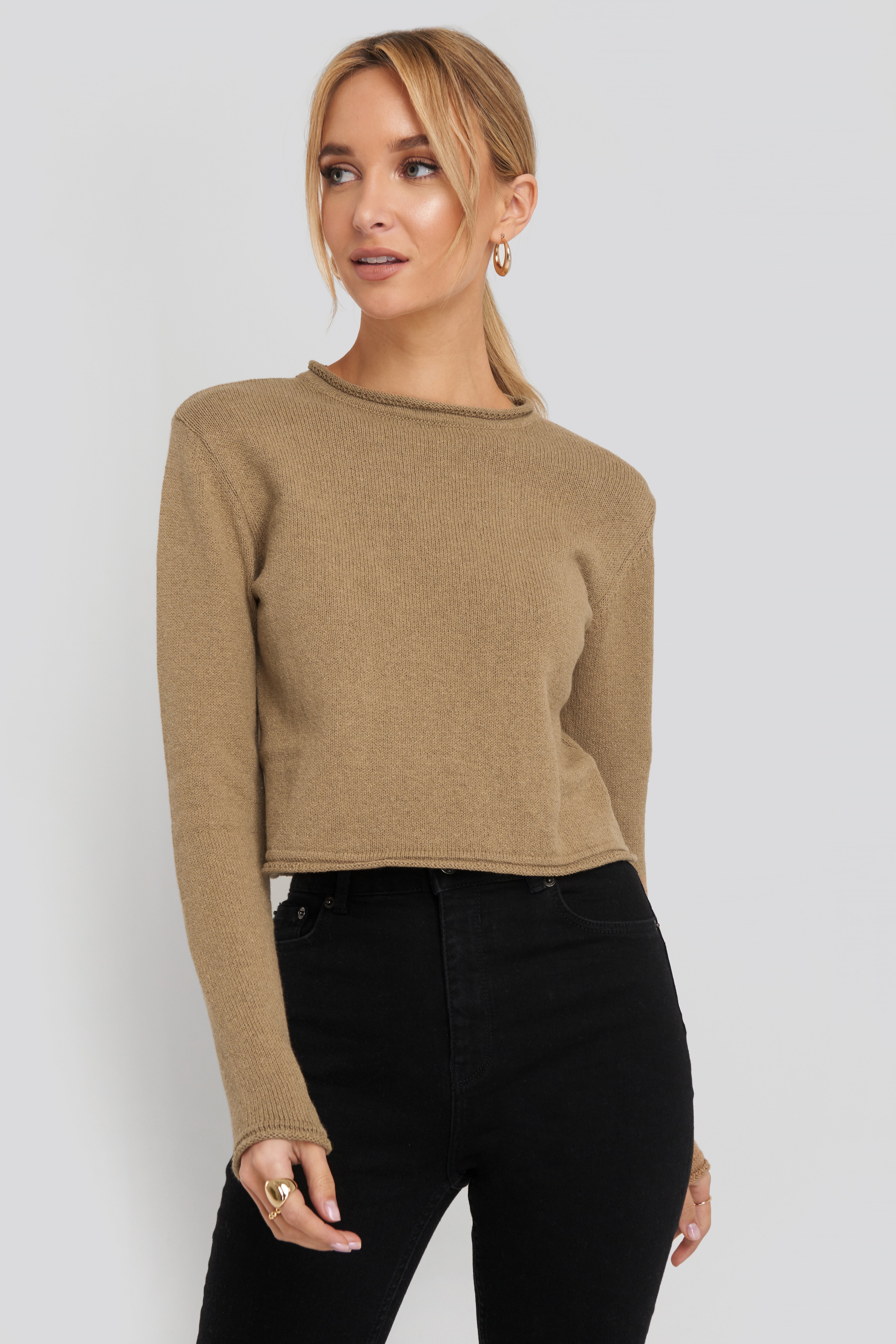 Brown NA-KD Recycled Cropped Sweater