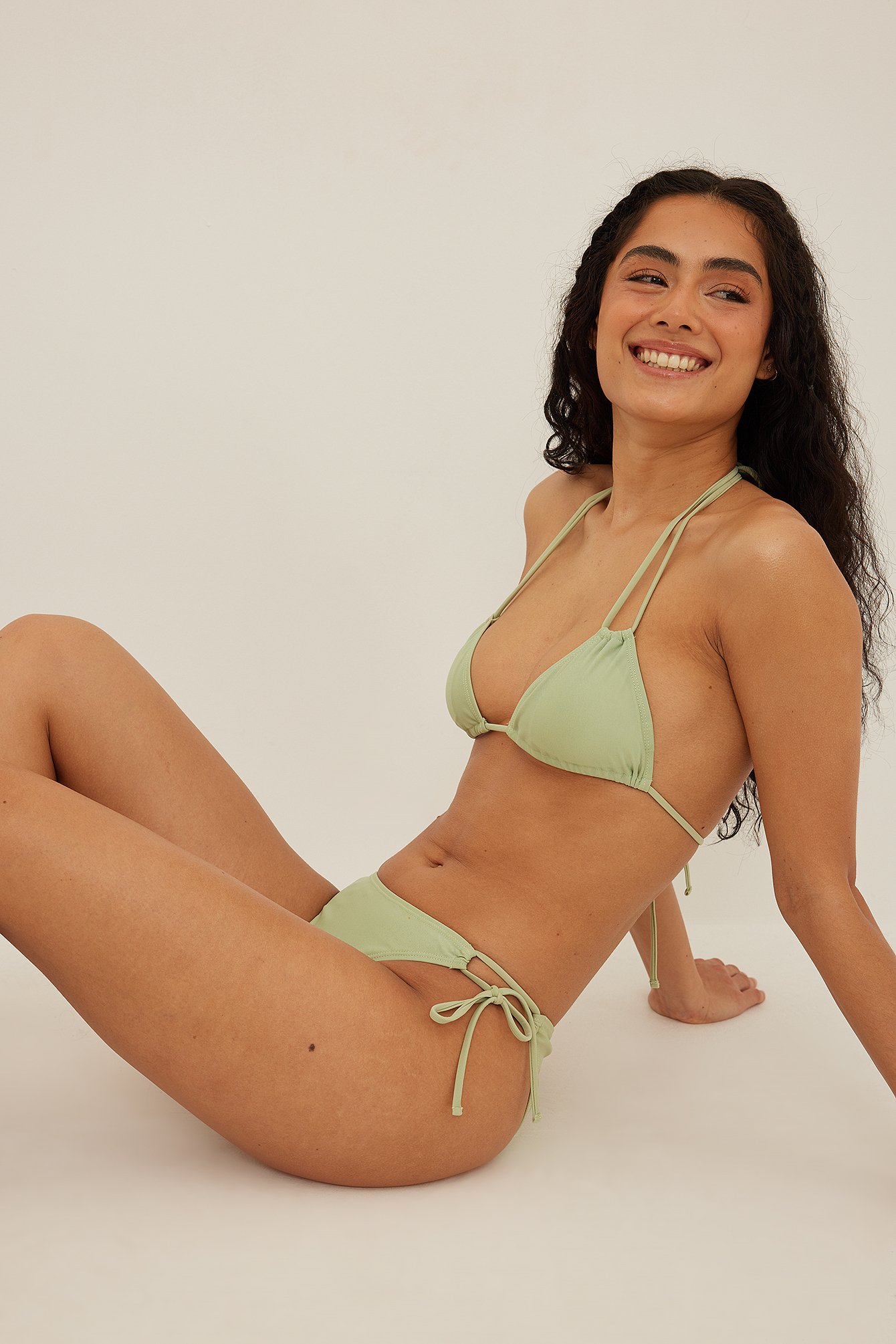Green Recycled Detail Strap Bikini Panty