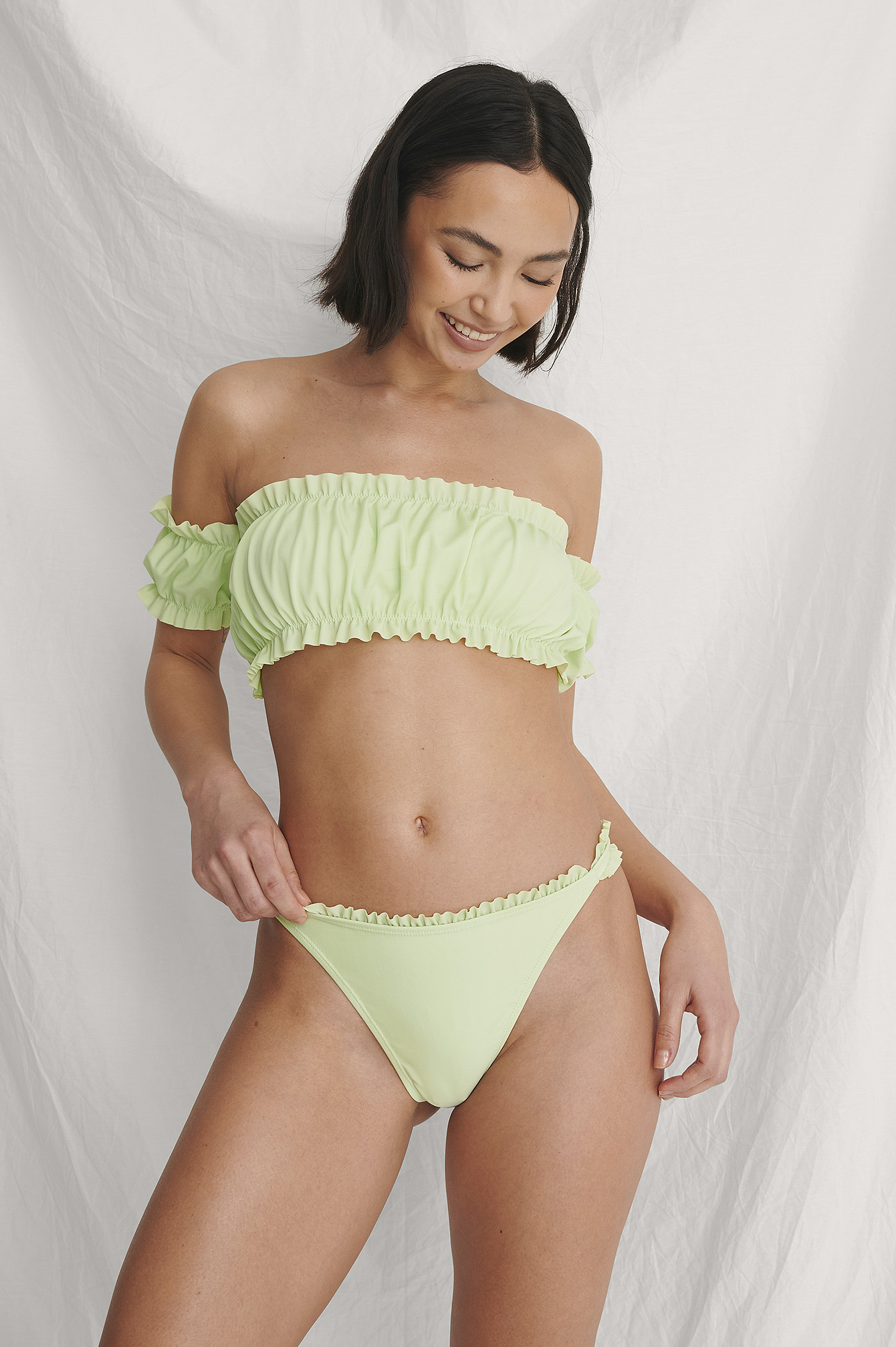 Green Recyceltes Bikini-Höschen Mit Rüschen-Detail