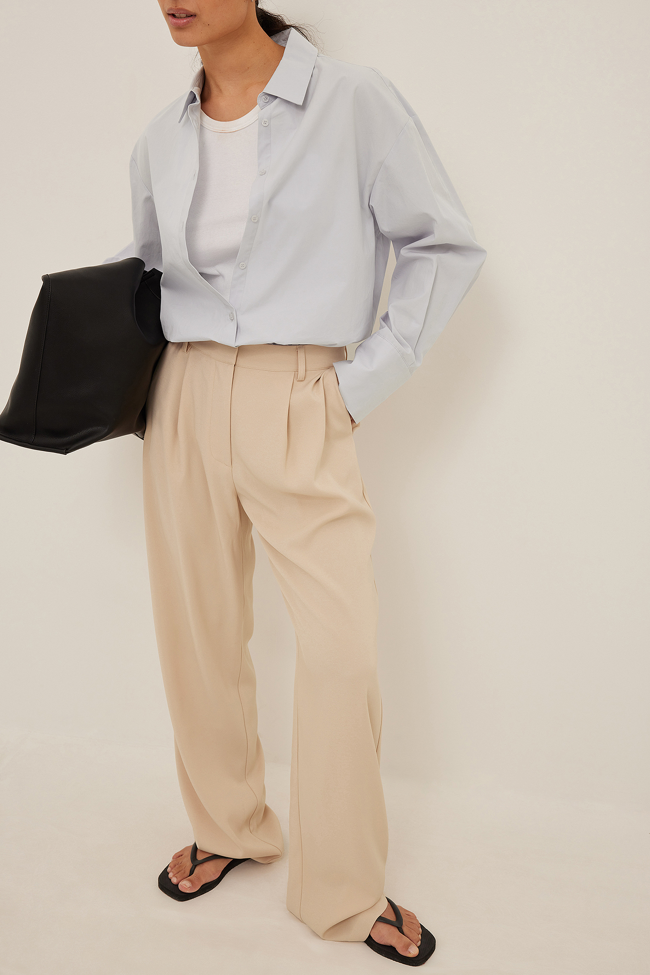 NA-KD Recycled Tailored Straight Leg Suit Pants, Neutral
