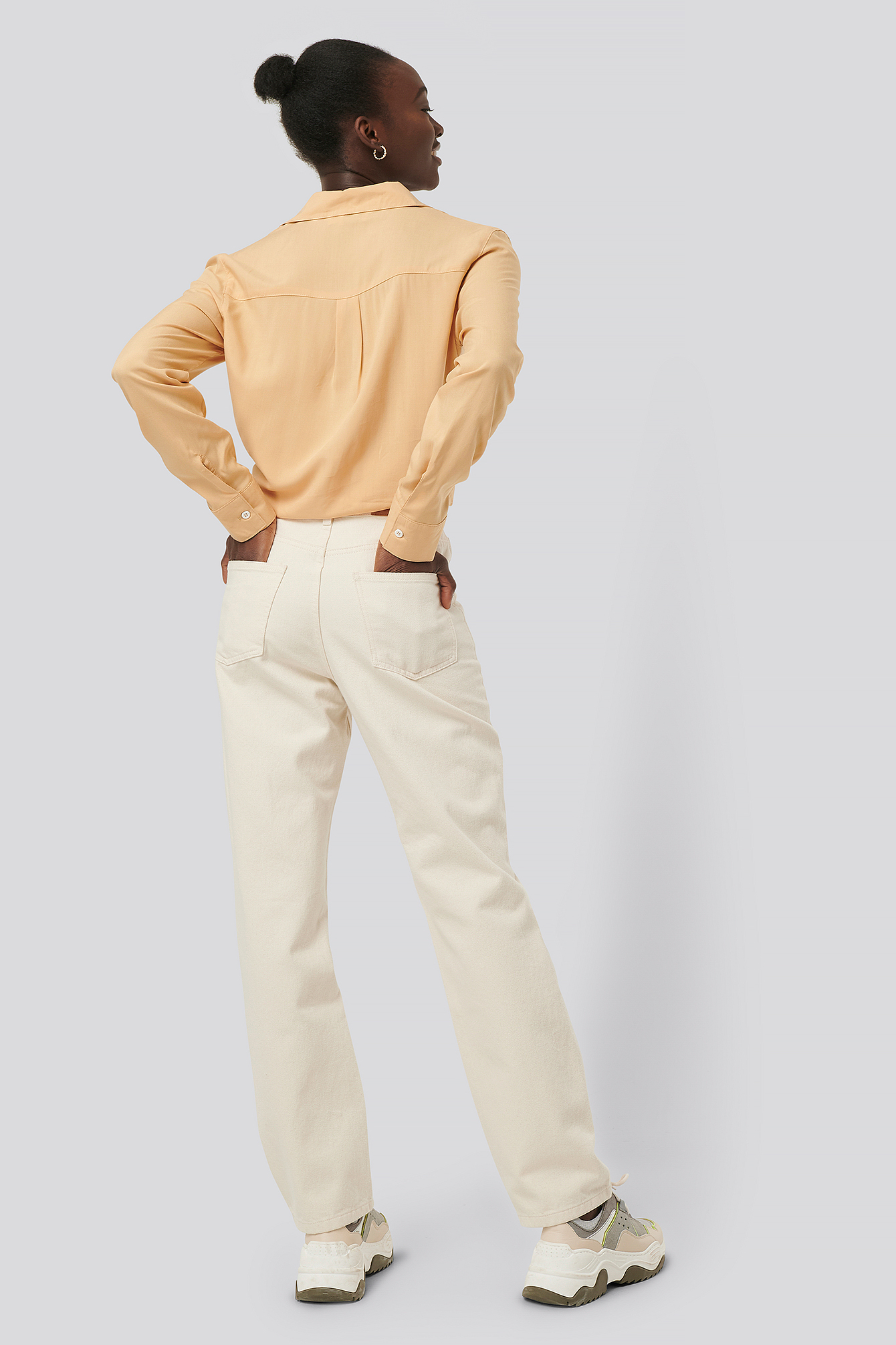 Recycled Highwaist Straight Jeans White
