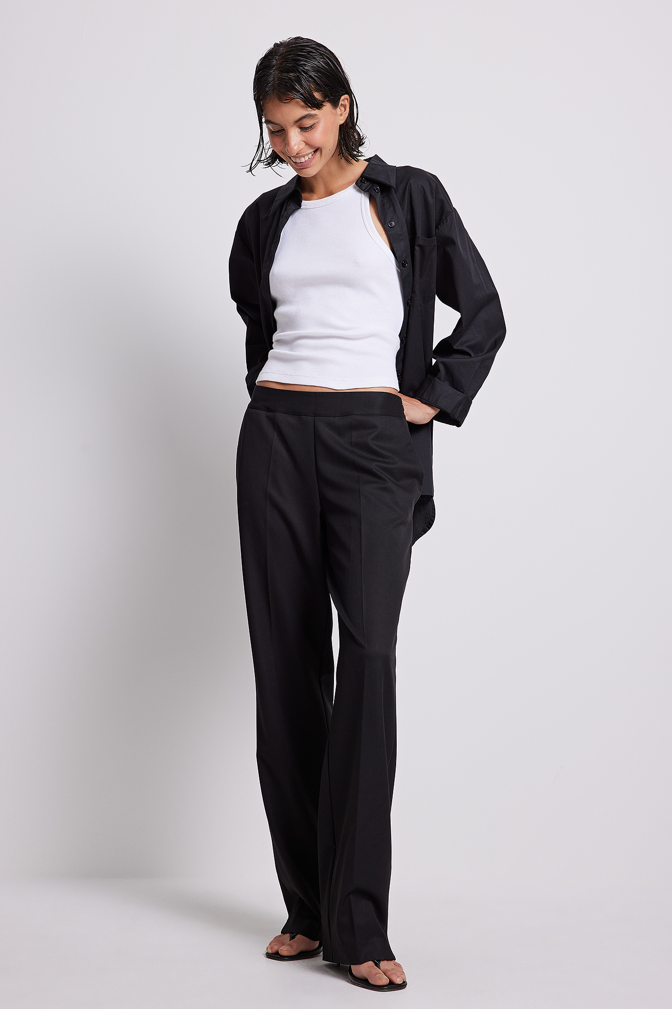 Recycled Low Waist Suit Pants Black