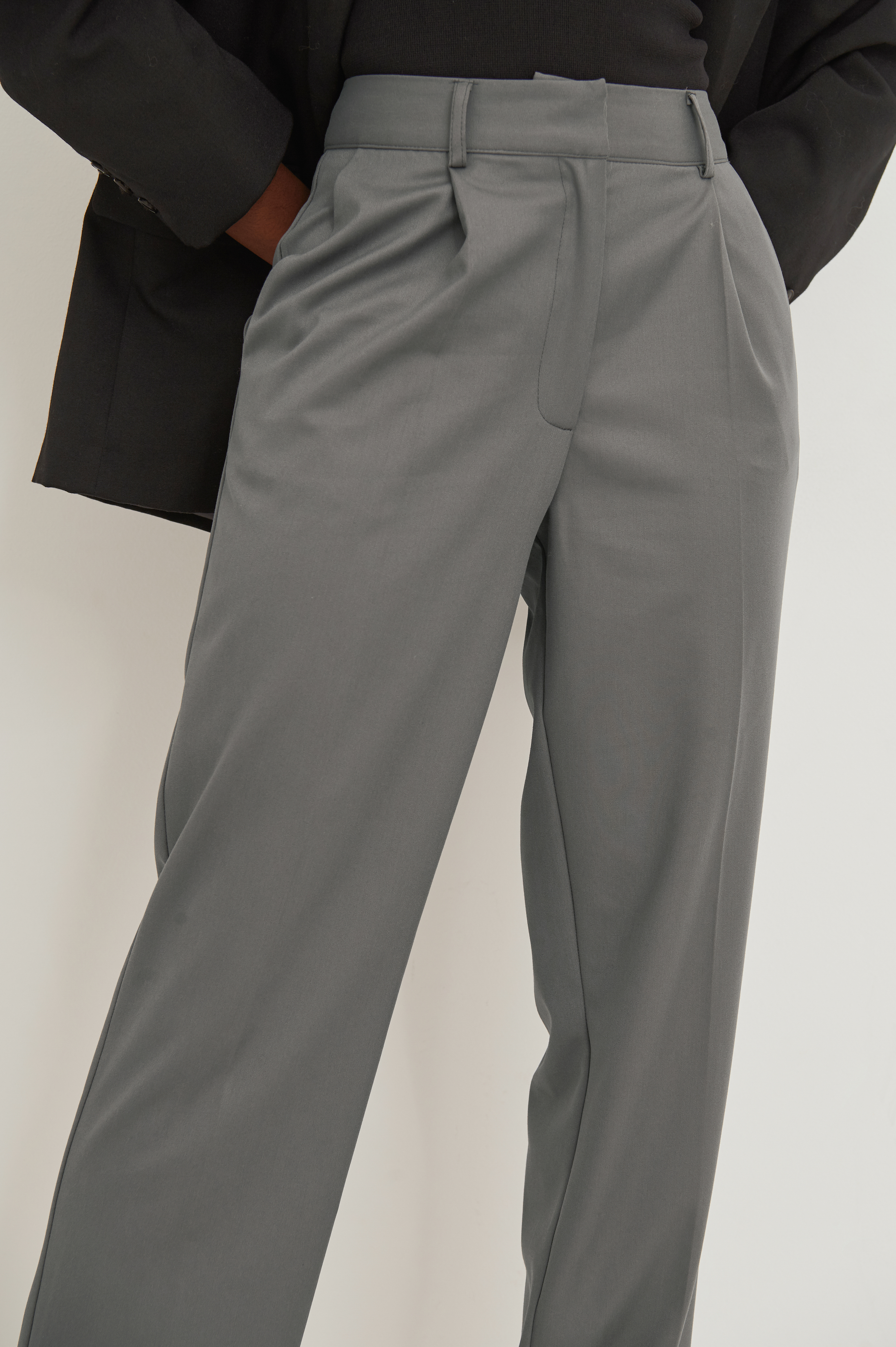 Mid Rise Suit Pants Grey | na-kd.com