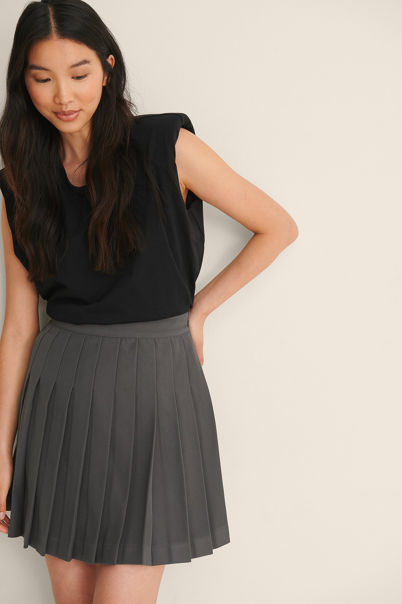 Grey Recycled Mini Pleated Tennis Skirt