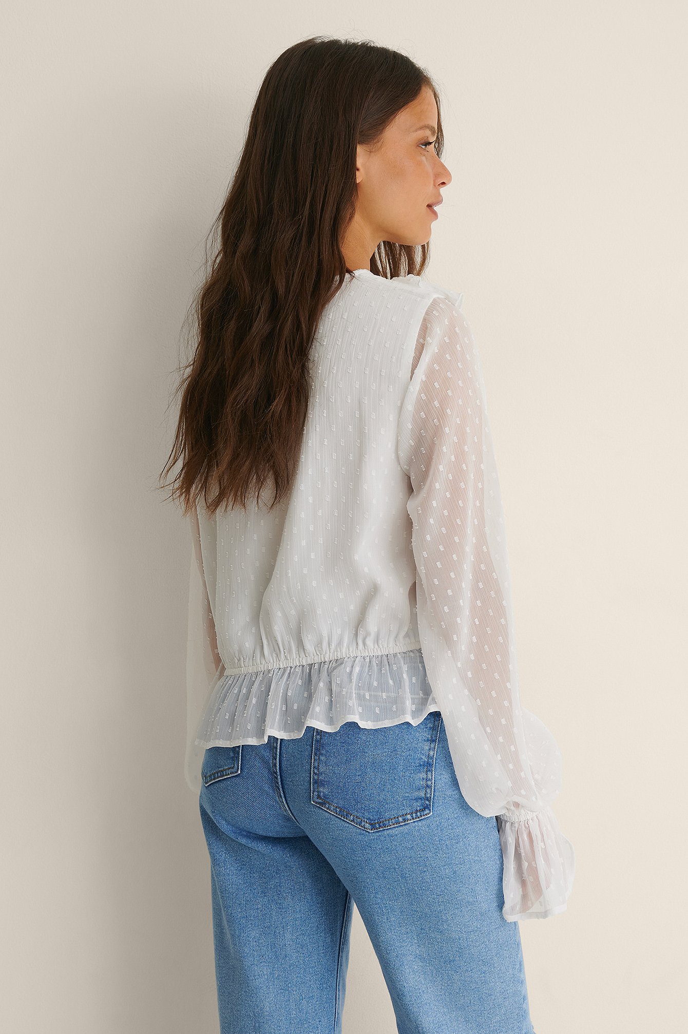 white pullover blouse