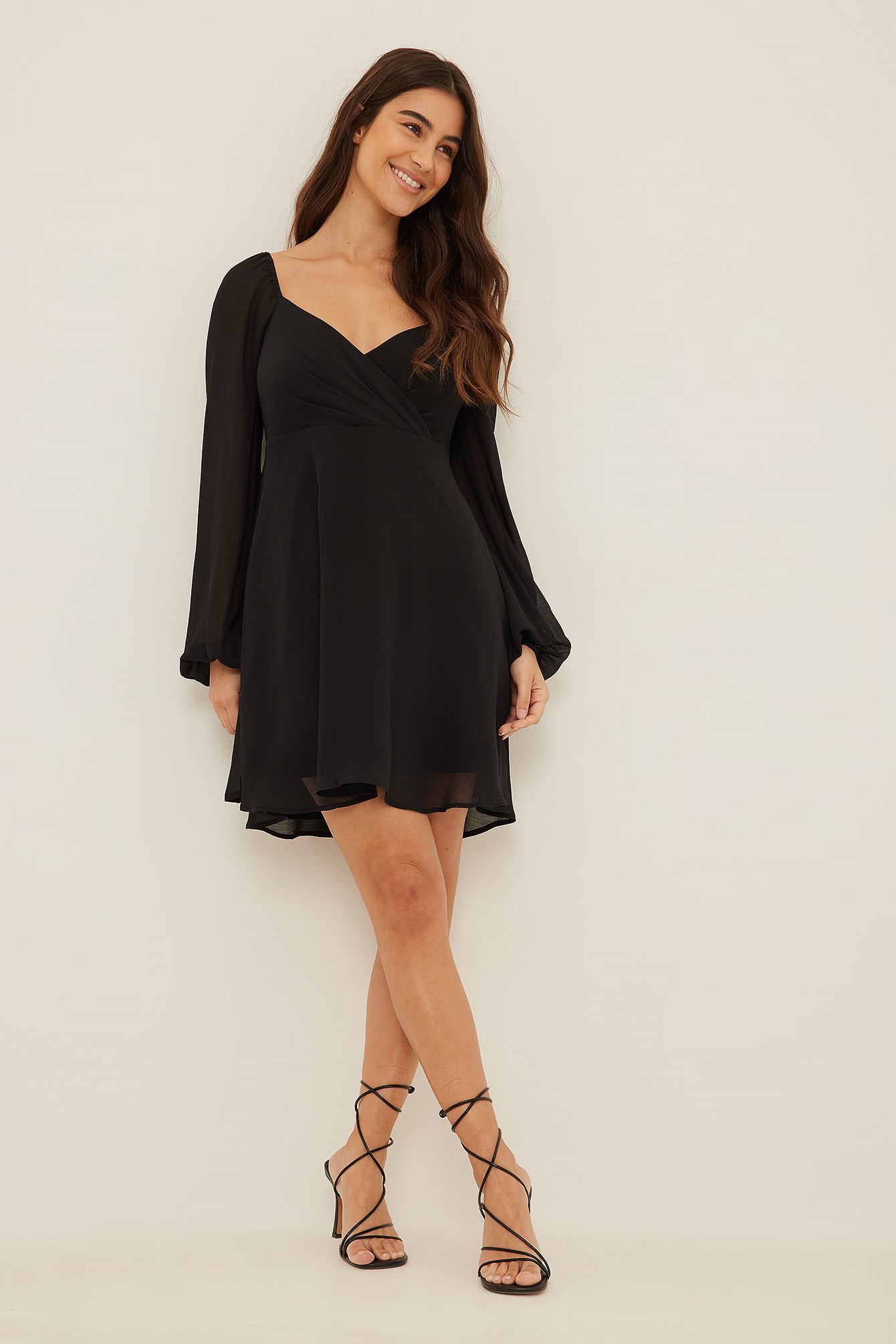 Black Recycled Overlapped Detail Dress