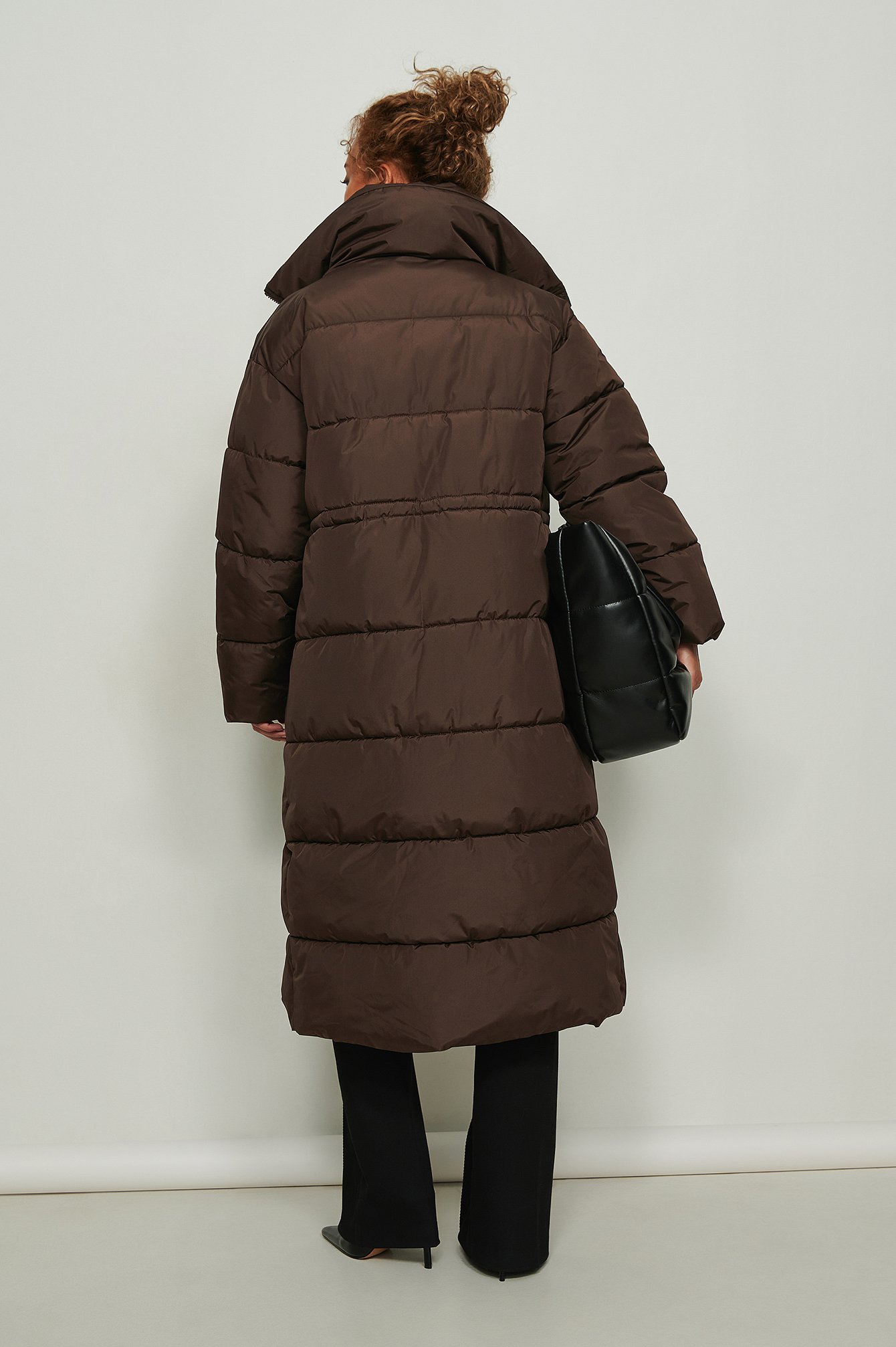 Chocolate Recycled Oversized Long Puffer Jacket