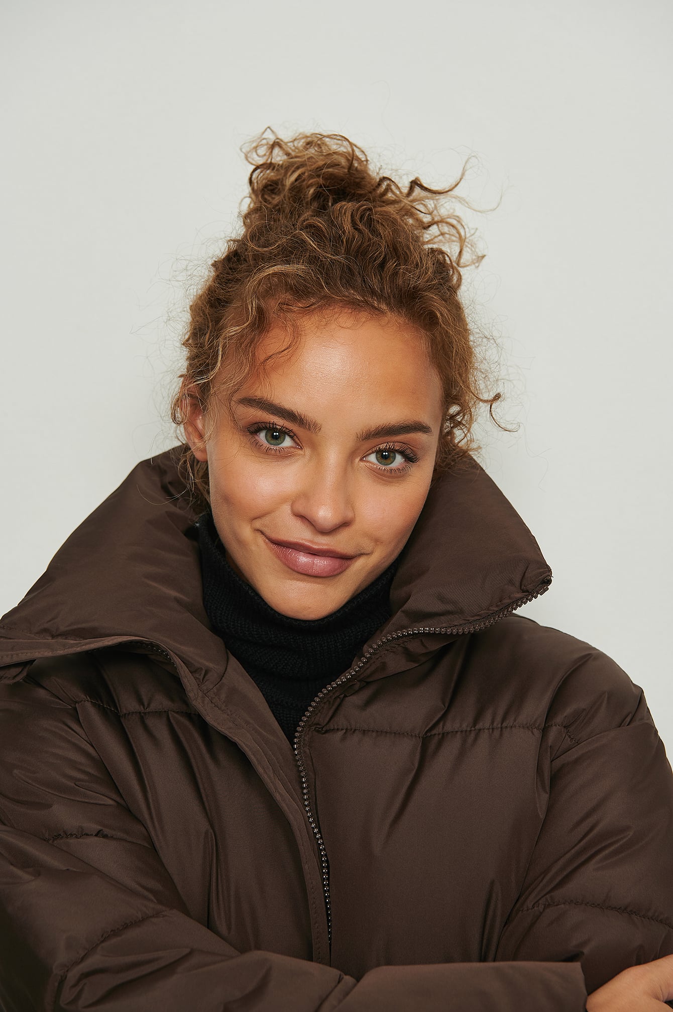 brown long puffer coat womens