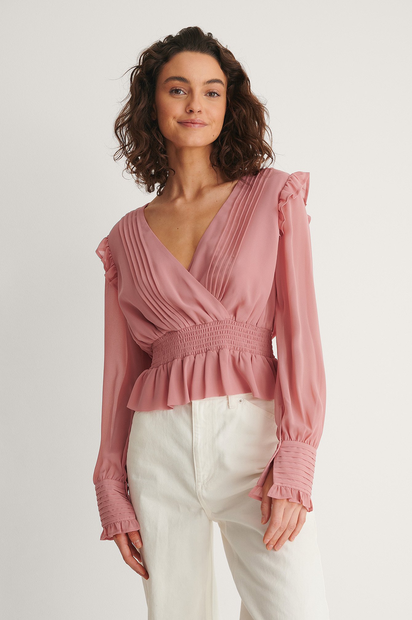 Dusty Pink Recycled Pintucked Blouse