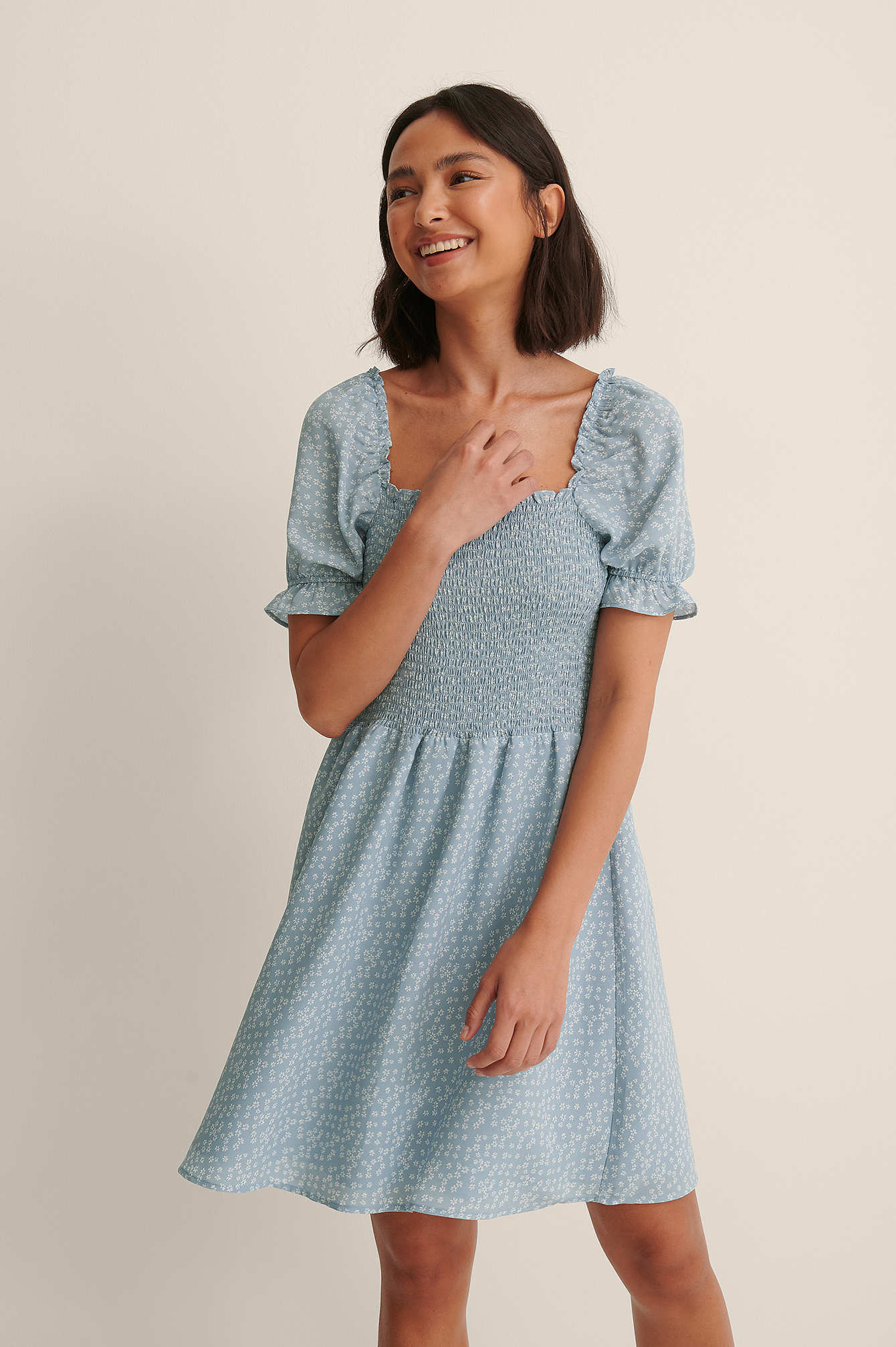 Printed Smock Dress Blue NAKD