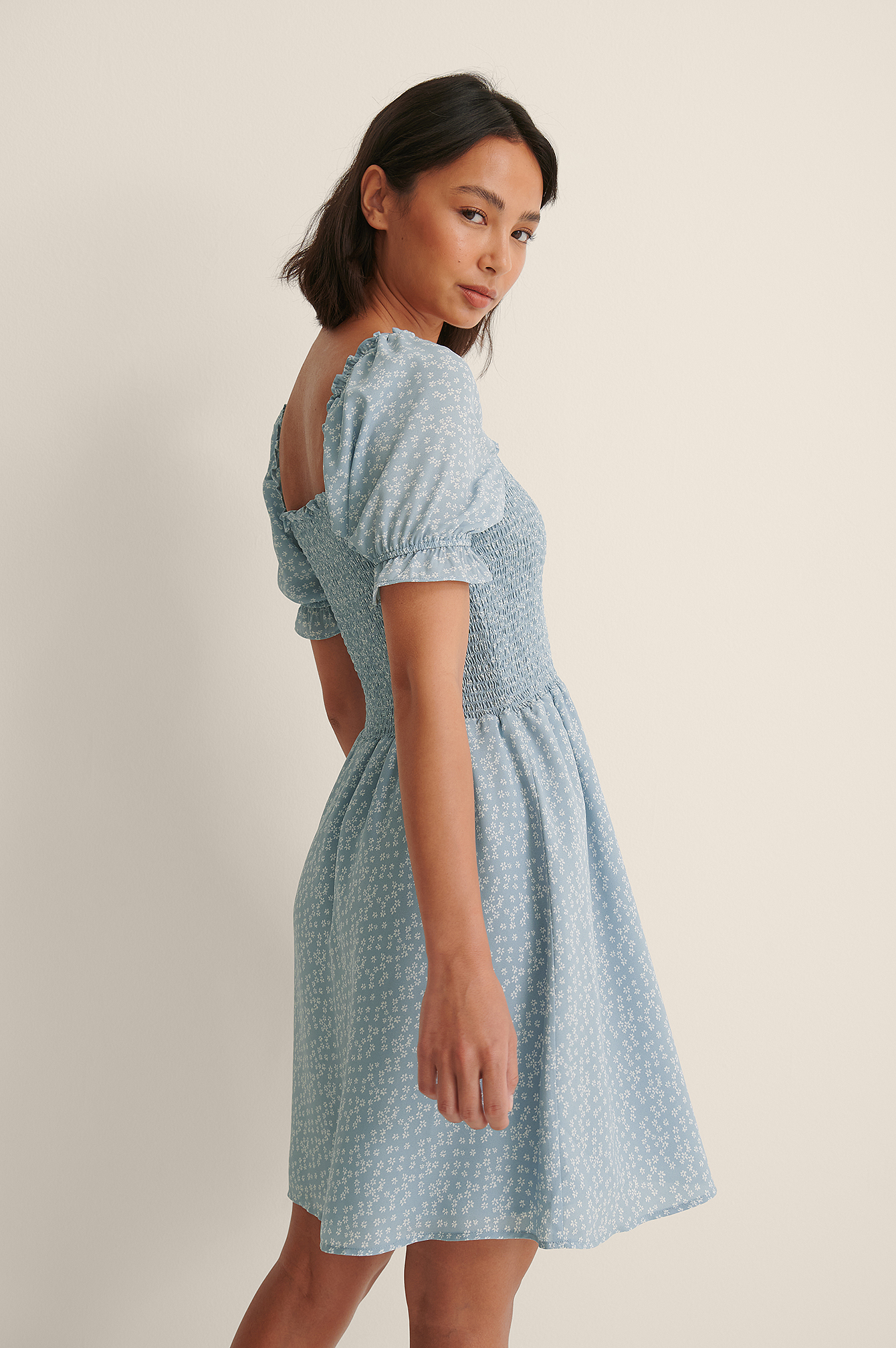 Recycled Printed Smock Dress Blue | na 