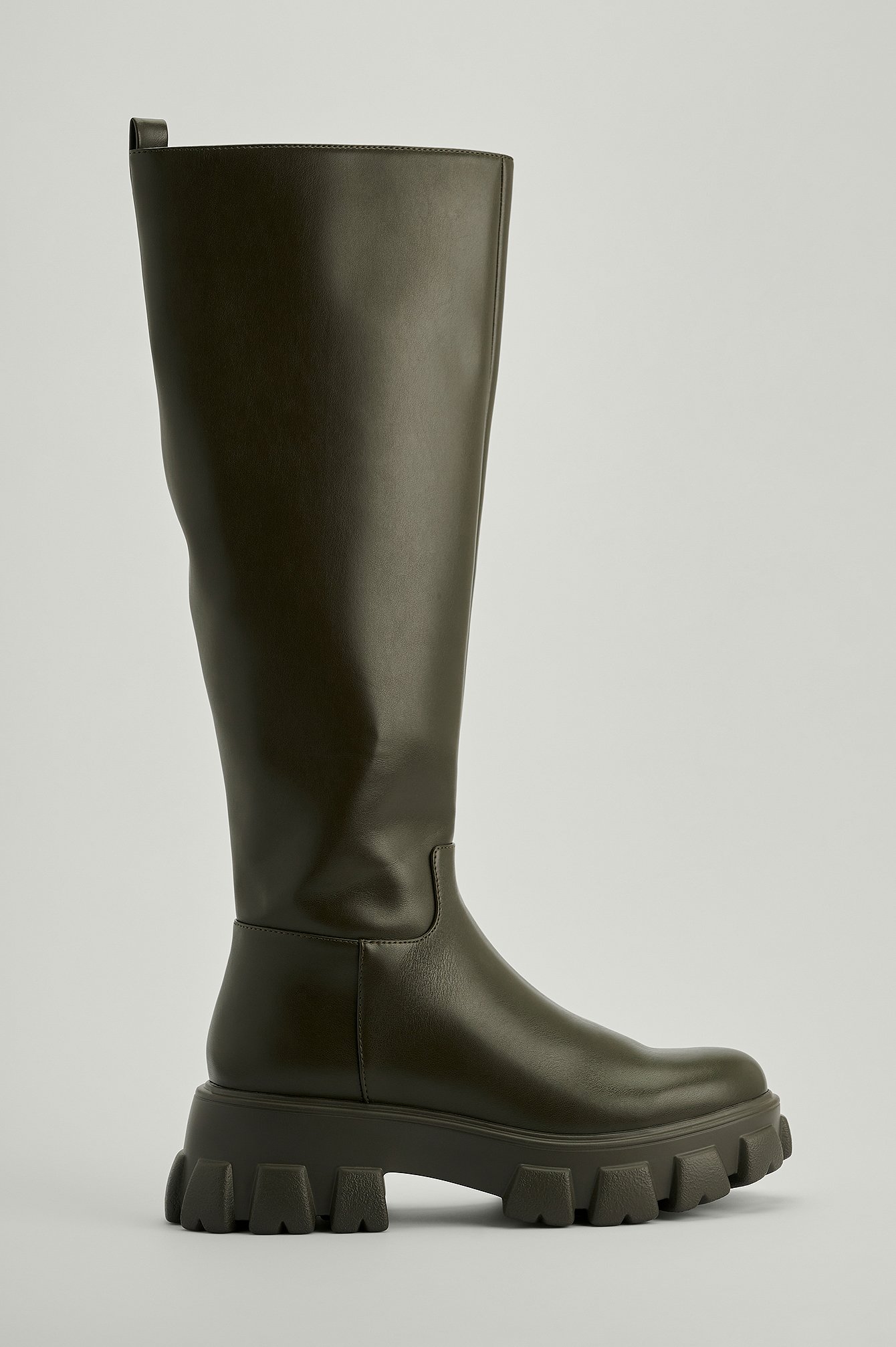 Khaki Resirkulerte boots med profilsåle og hæl