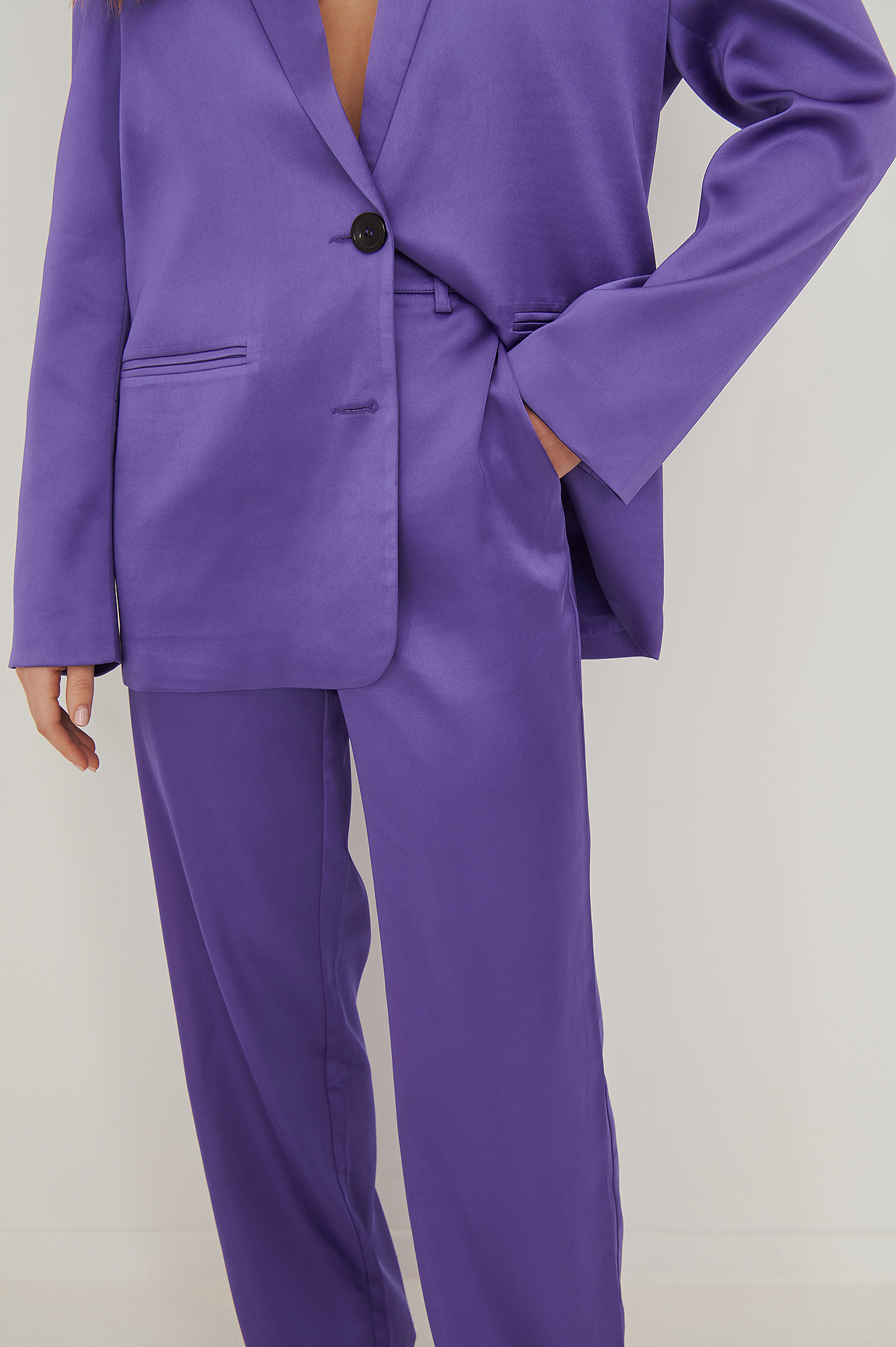 Satin Suit Pants Purple | na-kd.com