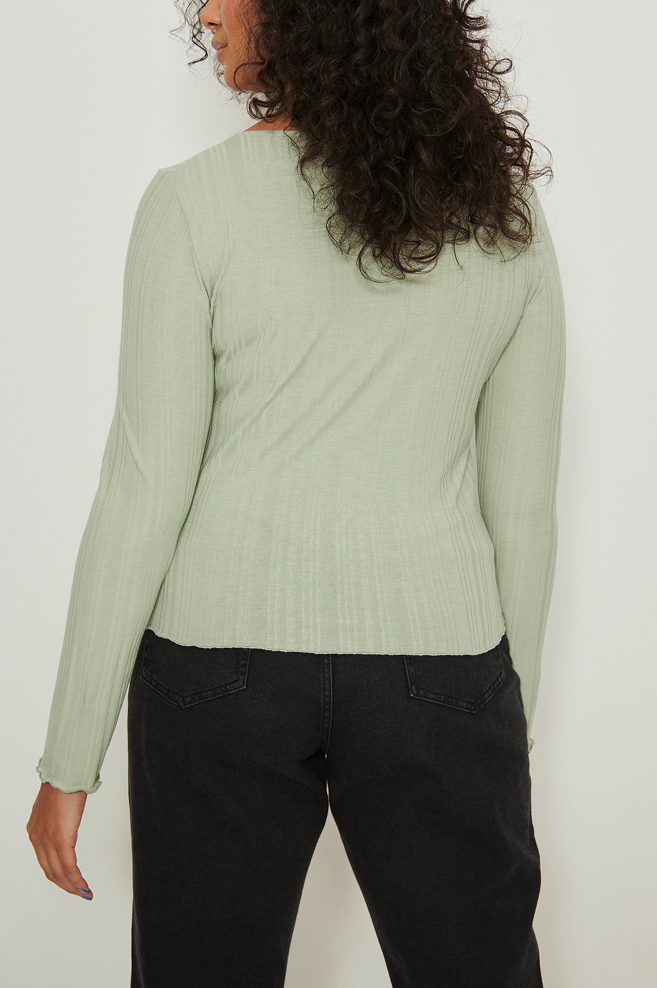 Light Green Recycled Scoop Neck Rib Babylock Top