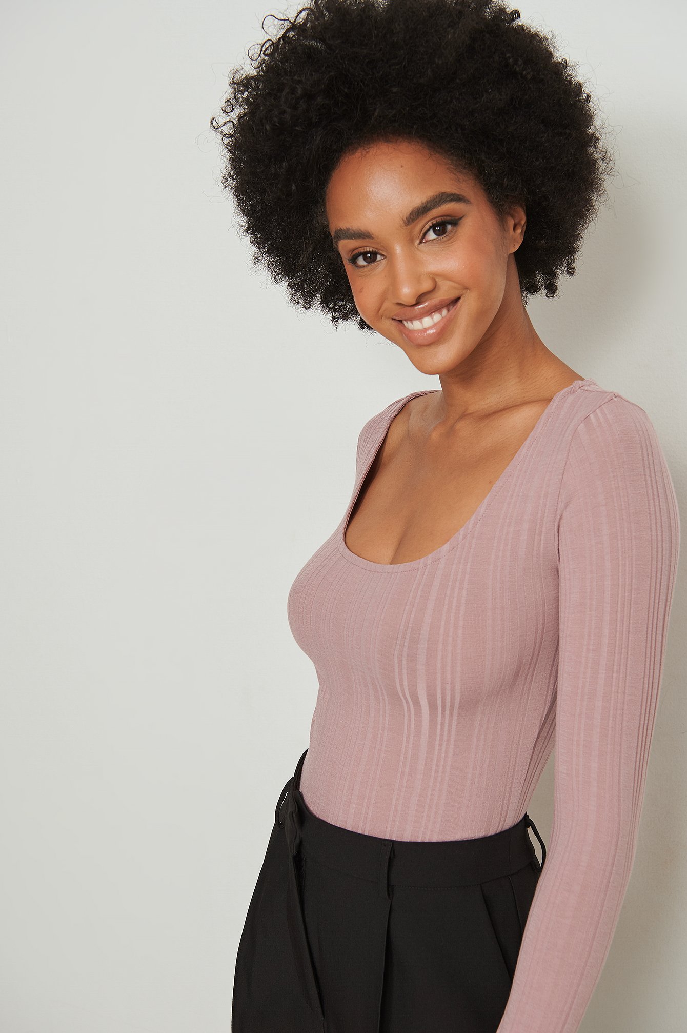 Lilac Recycled Scoop Neck Rib Top