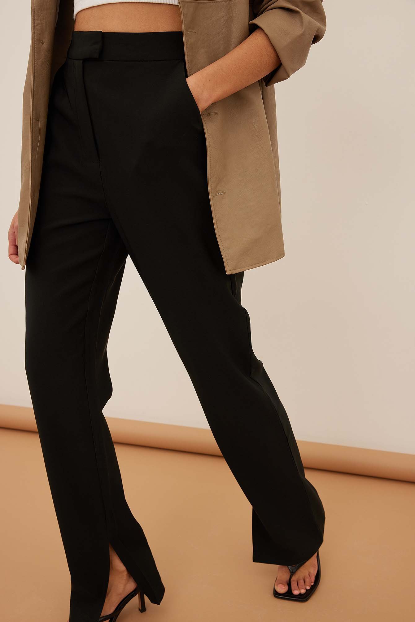 Recycled Side Slit Pants Black Na Kd Com Recycled Side Slit Pants Black Na Kd Com