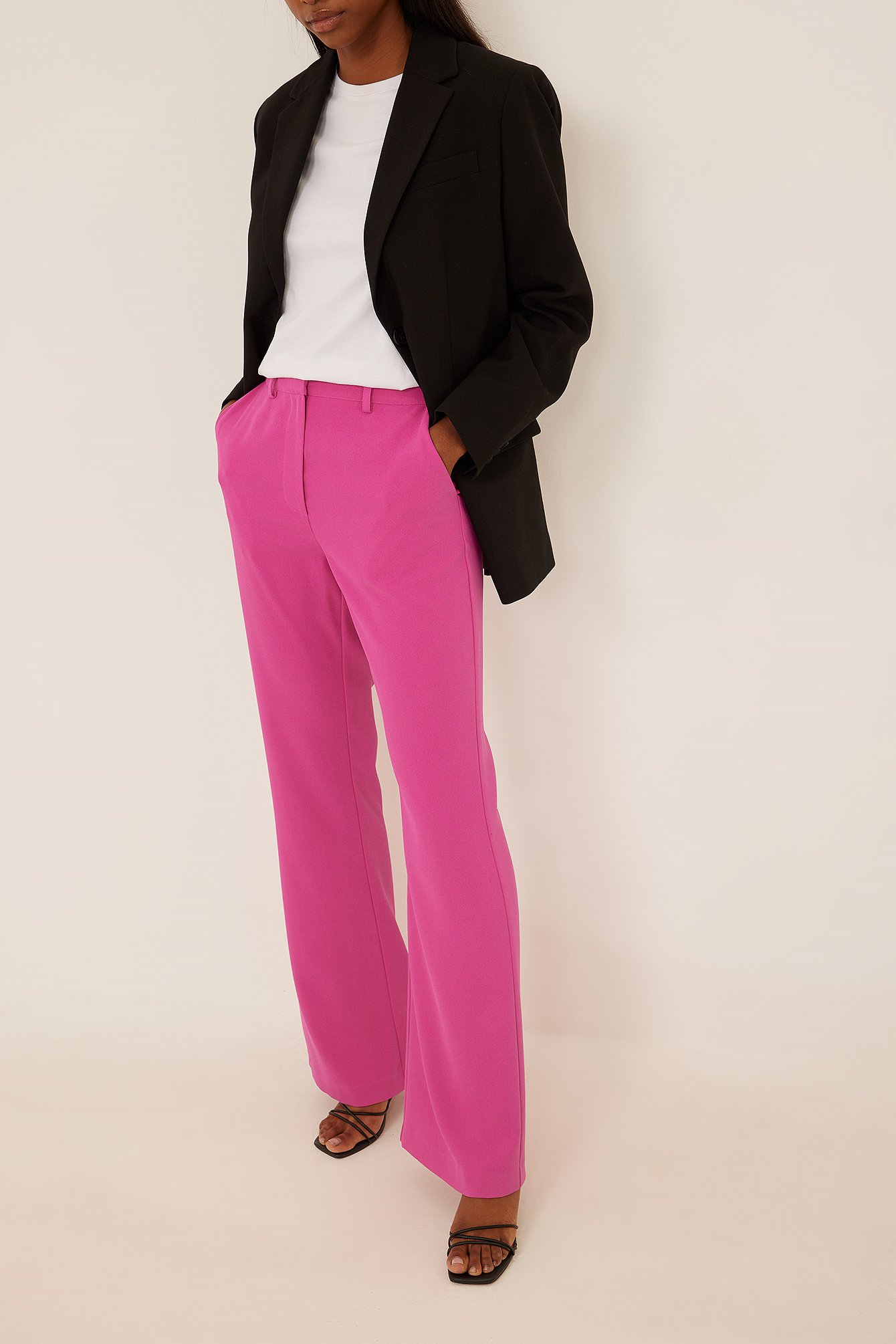 Pink Recycelte weiche Schlag-Anzughose