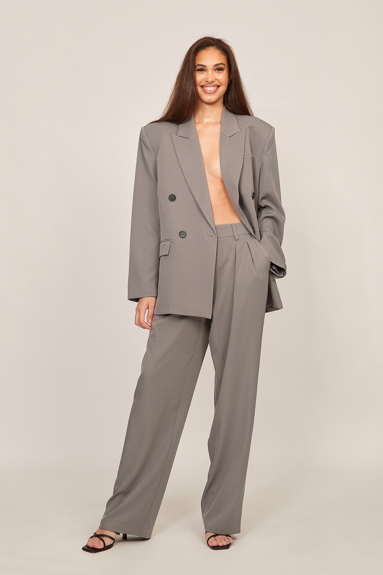 Soft High Waist Suit Pants Offwhite 
