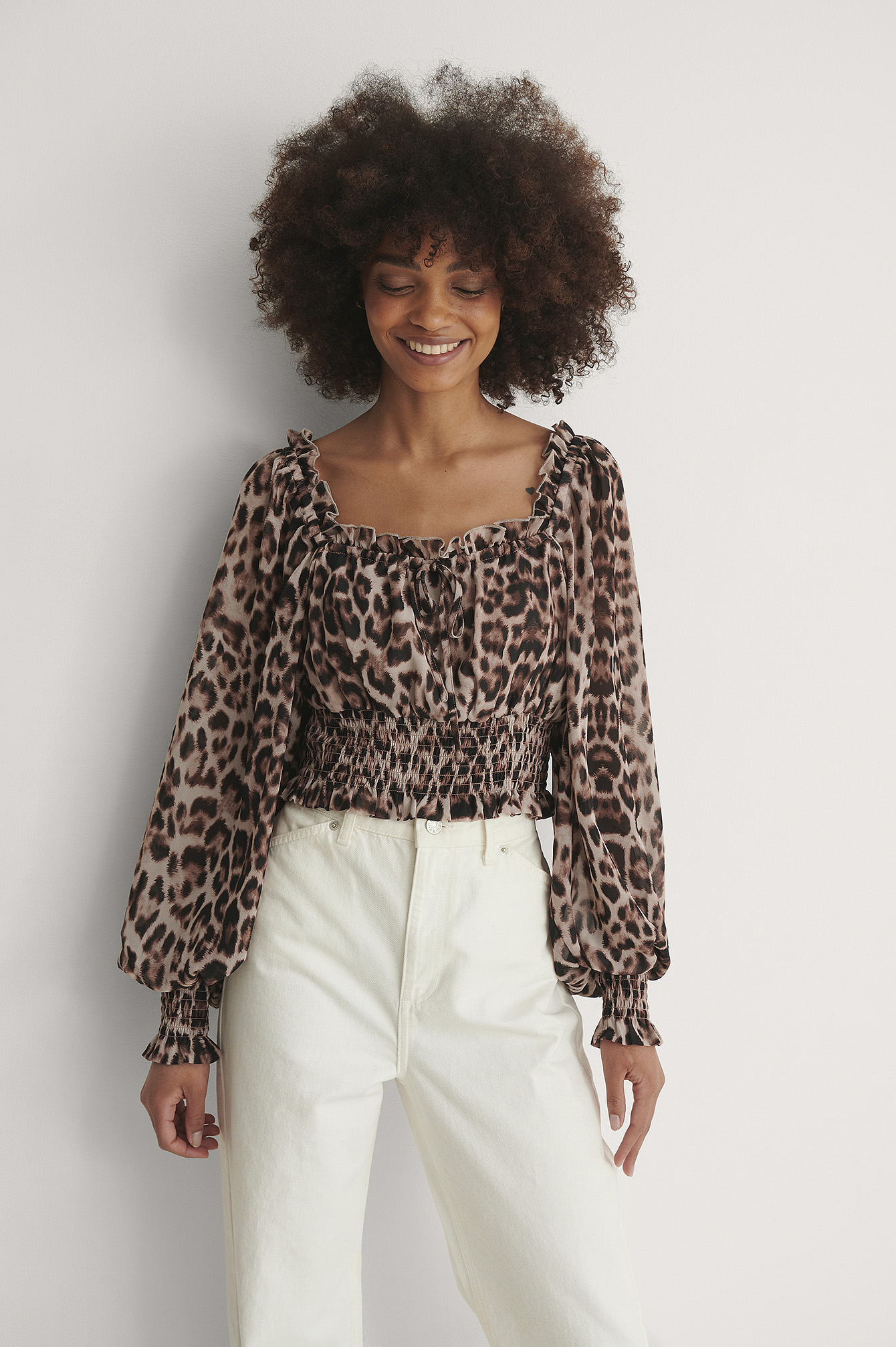 Recycled Squared Neck Blouse Leopard | NA-KD