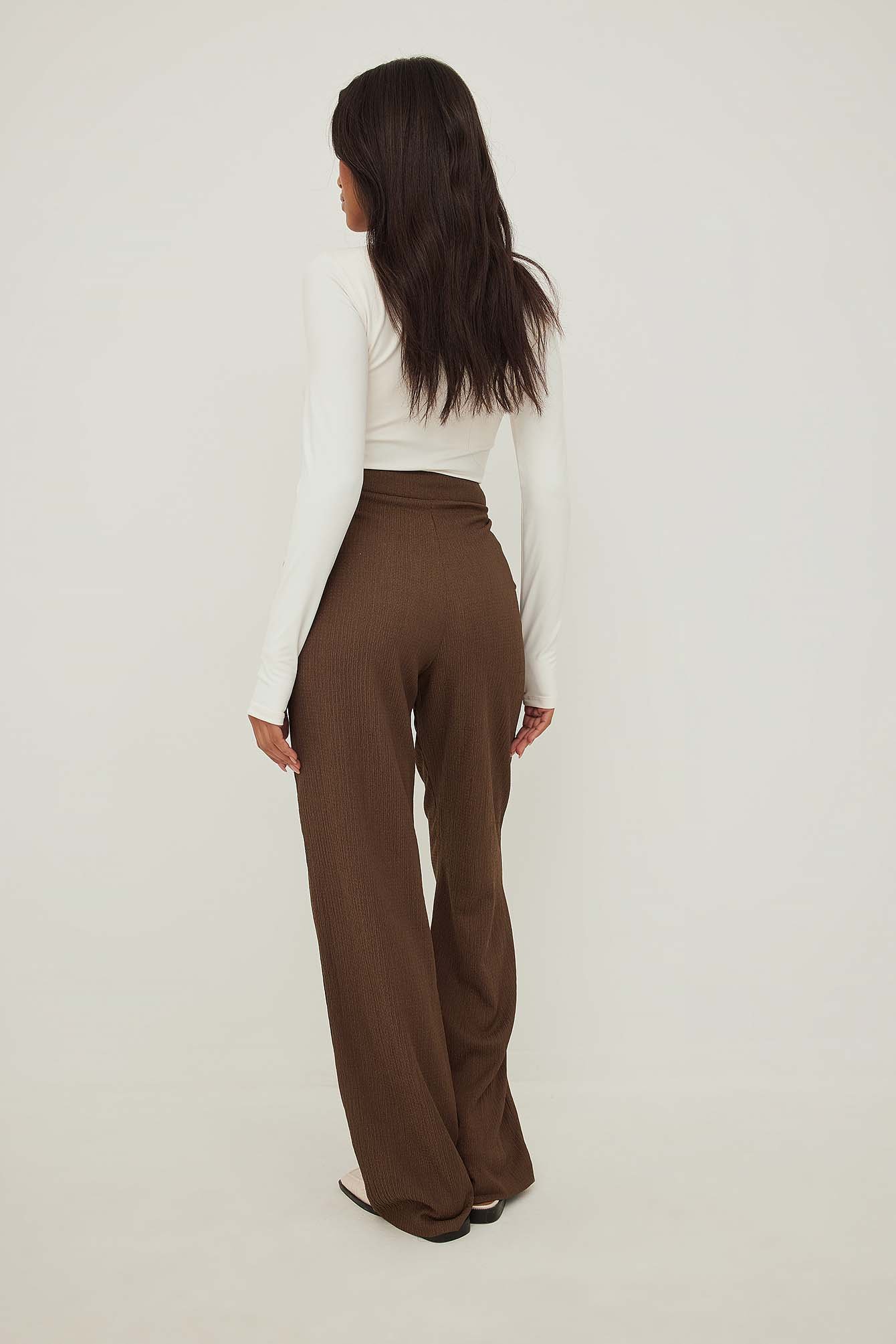 Brown Recycled Structured Seamline Suit Pants