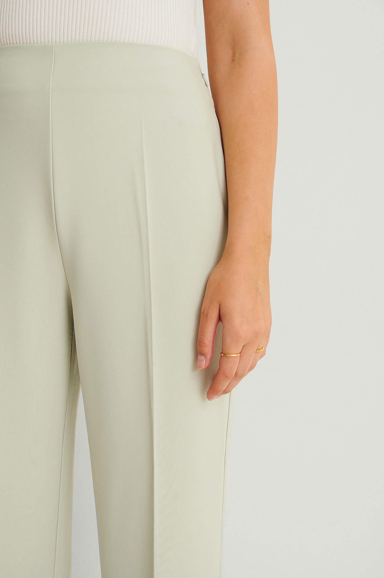 Silver Green Tailored Suit Pants