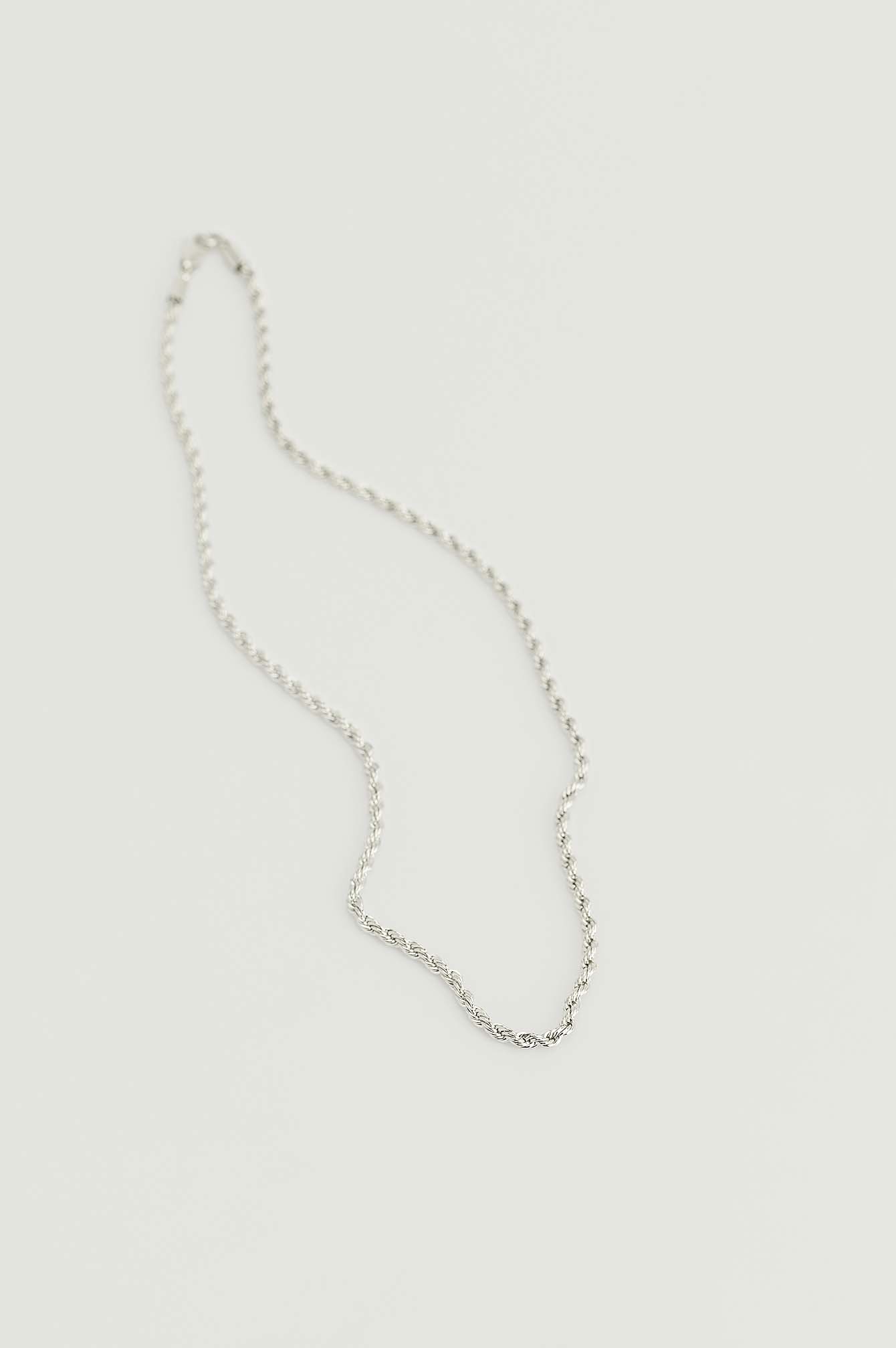 NA-KD Accessories Recycled Twisted Chain Necklace - Silver