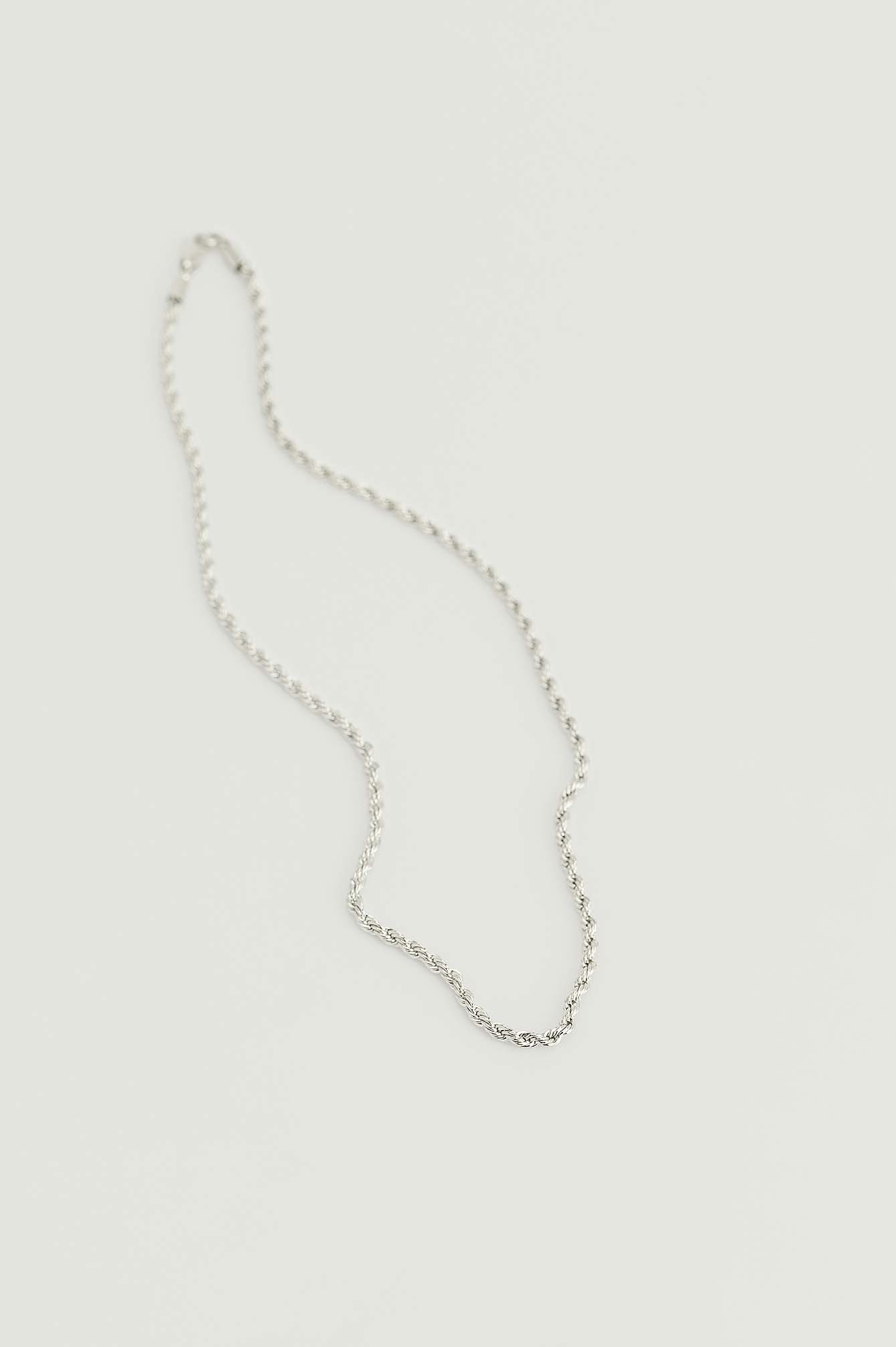 Silver Collar De Cadenas Trenzado Reciclado