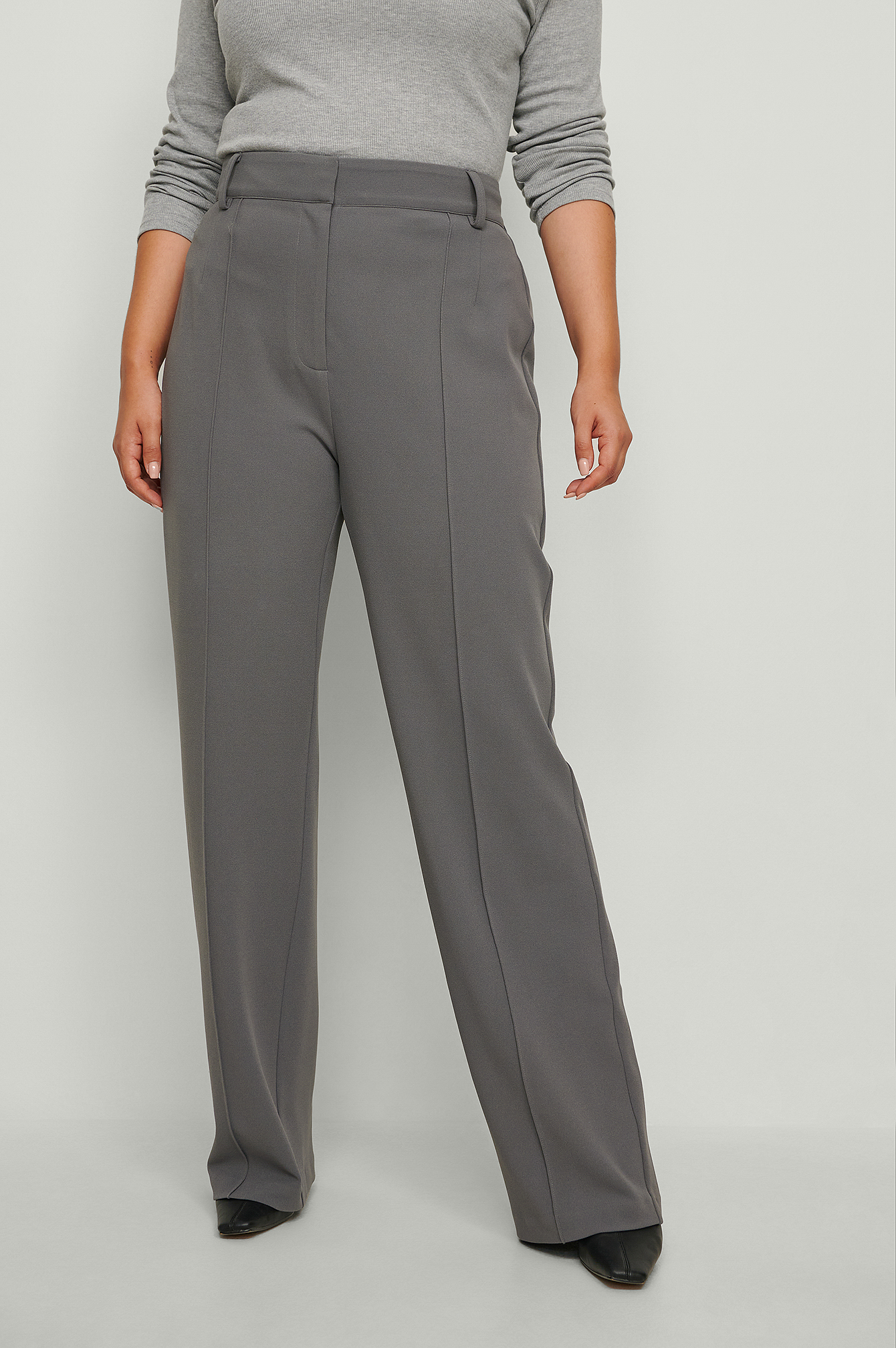 Fitted Wide Leg Suit Pants Grey | na-kd.com