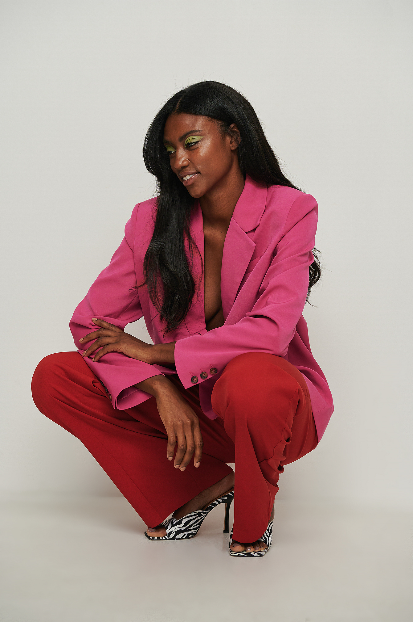 Recycled Wide Leg Darted Pants Red | na 