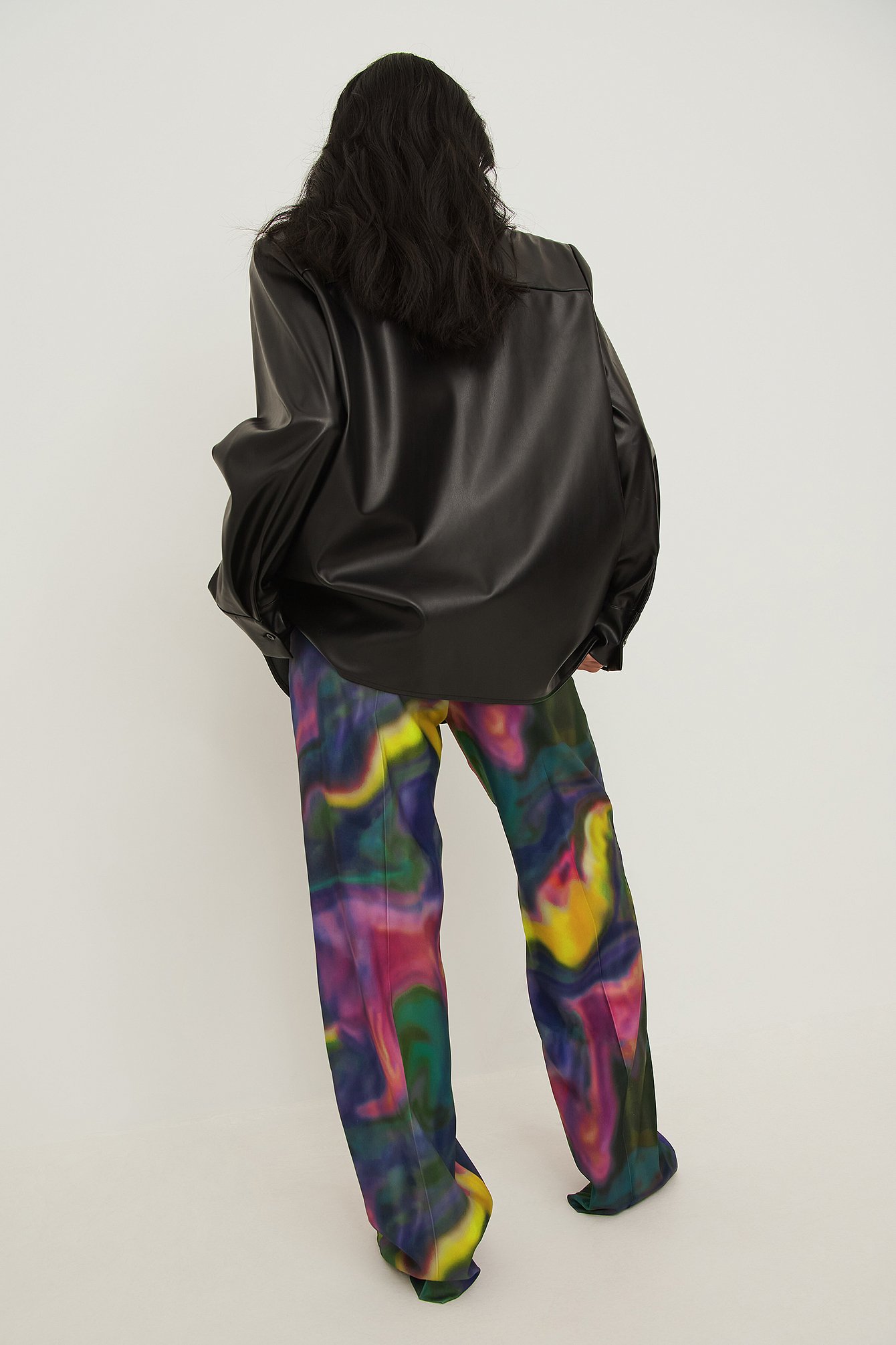 Recycled Wide Leg Printed Trousers Multicolor