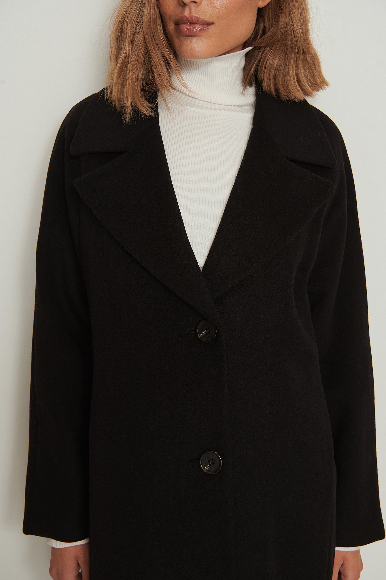 Black Recycled Wool Blend Oversized Coat