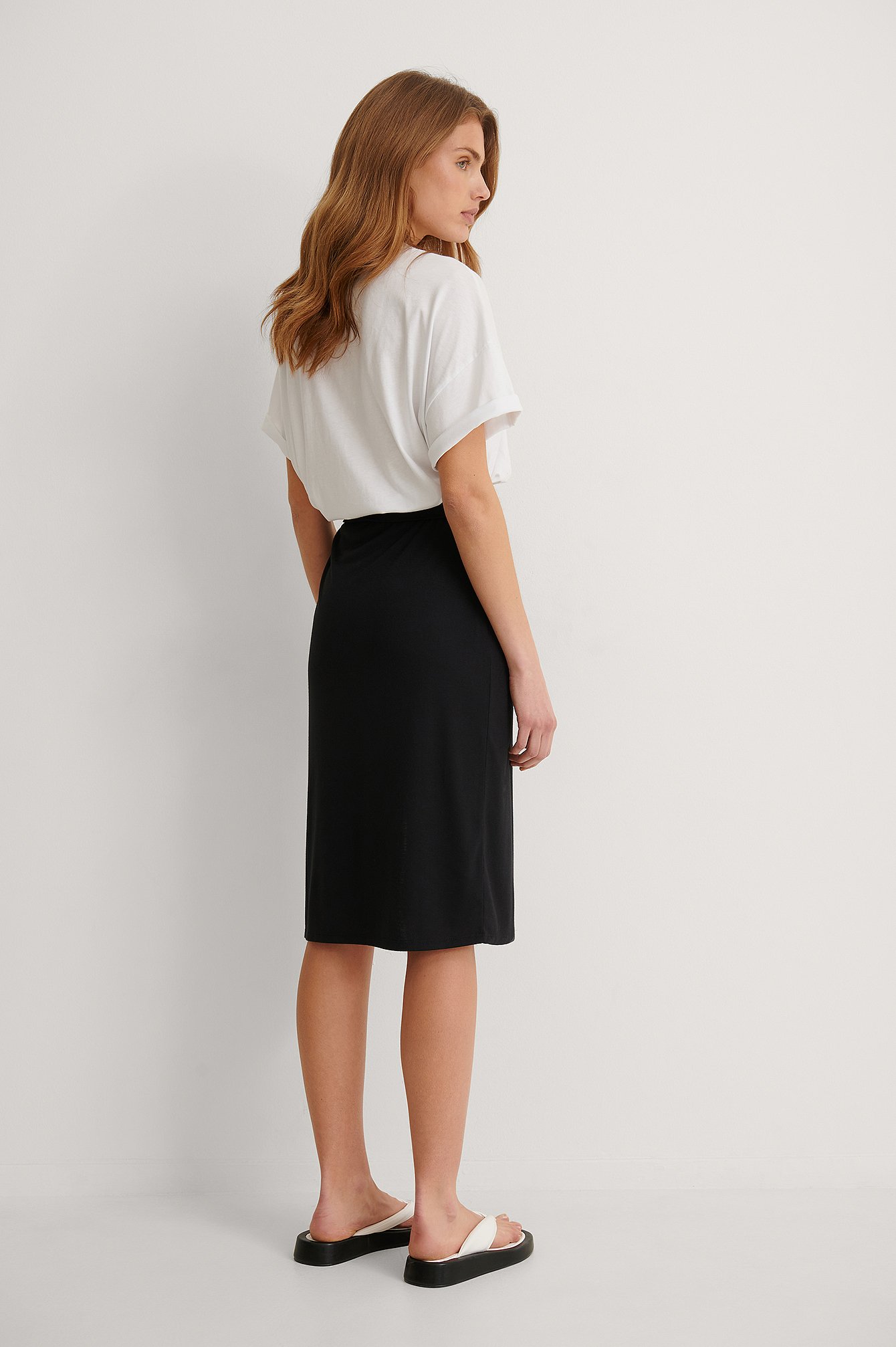 Black Recycled Wrap Detail Skirt