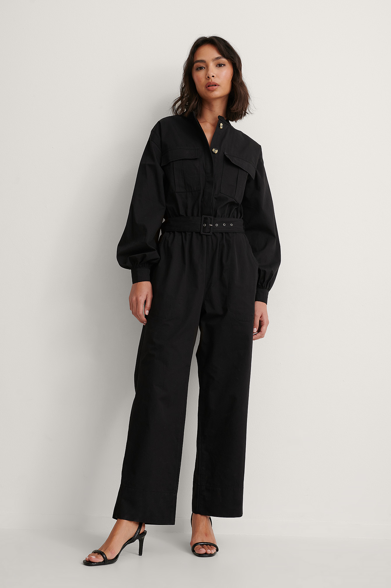 Relaxed Belted Jumpsuit Black | NA-KD