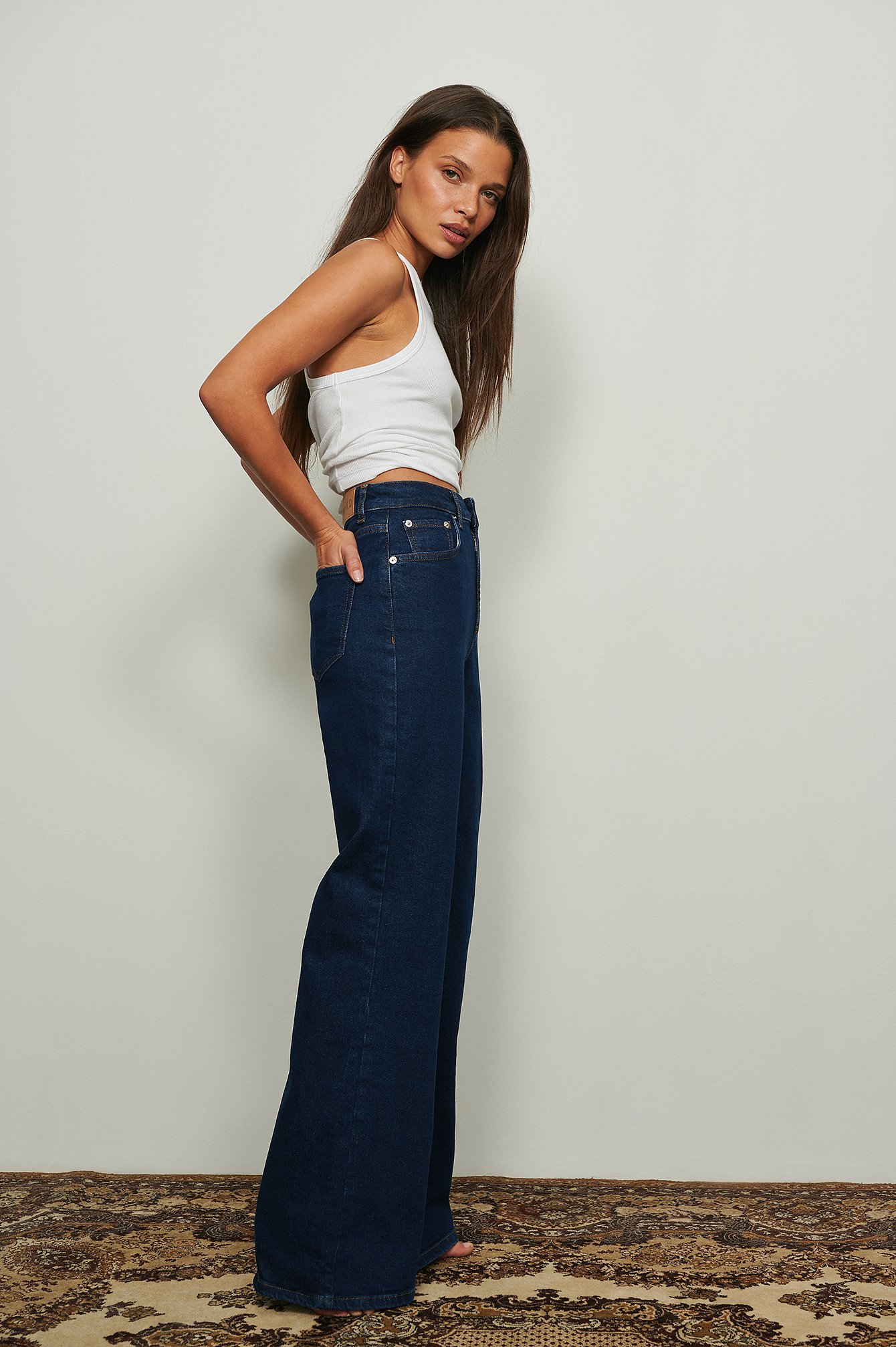 Dark Blue Relaxed bootcut fit jeans