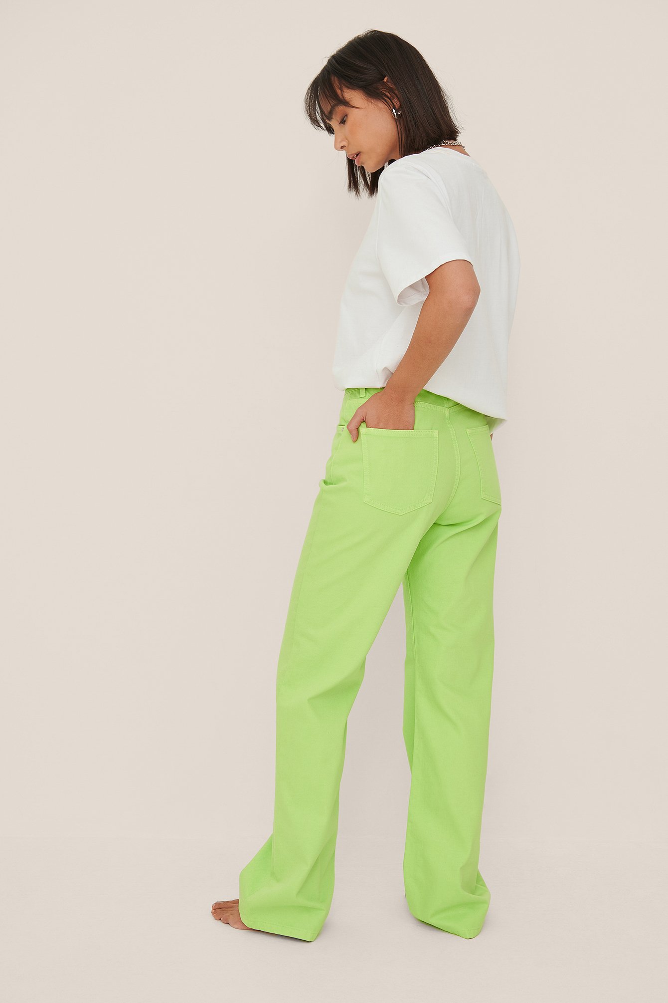 Green Relaxed Full Length Jeans