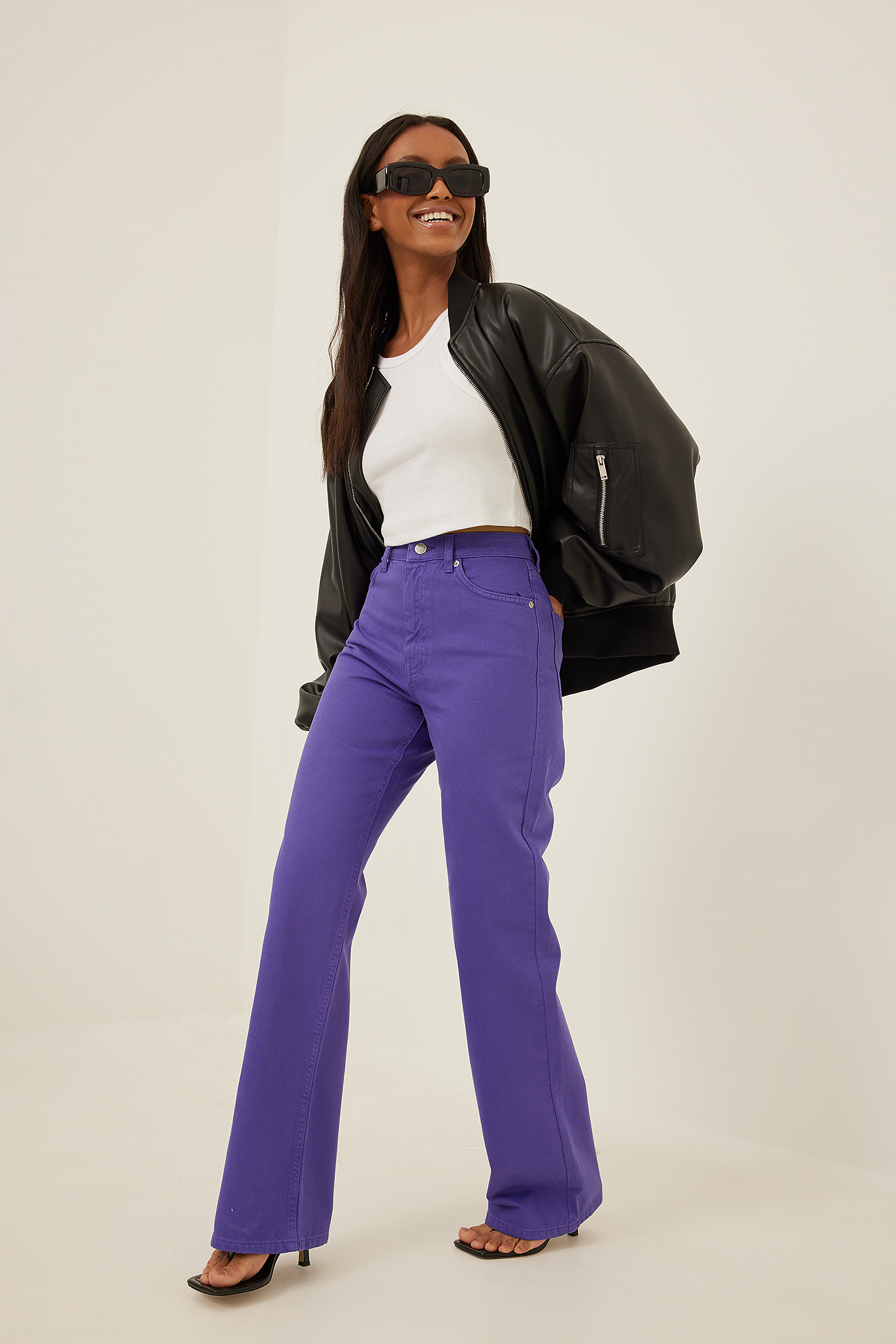 NA-KD Trend relaxed full length jeans - purple