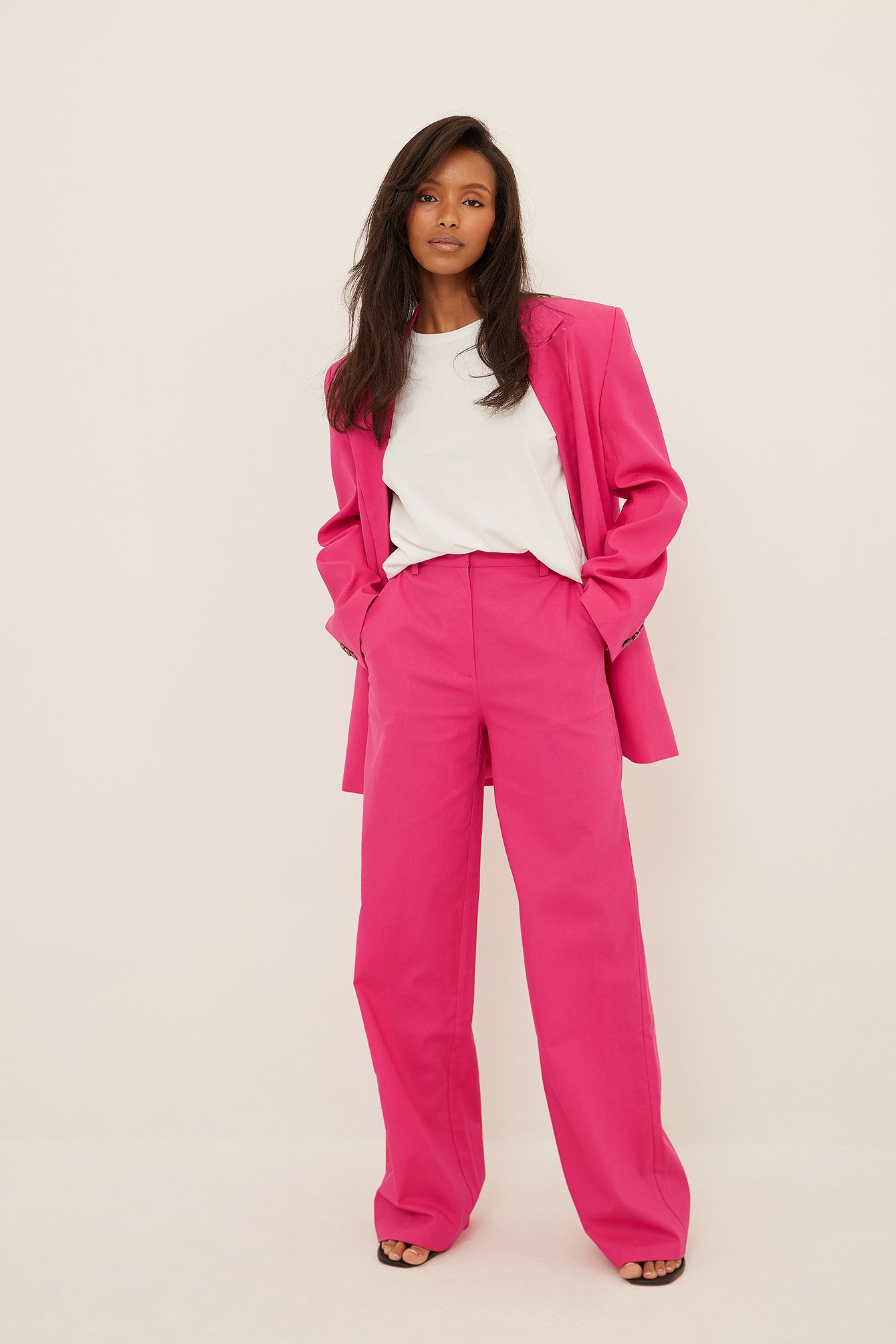 Relaxed Linen Suit Pants Pink