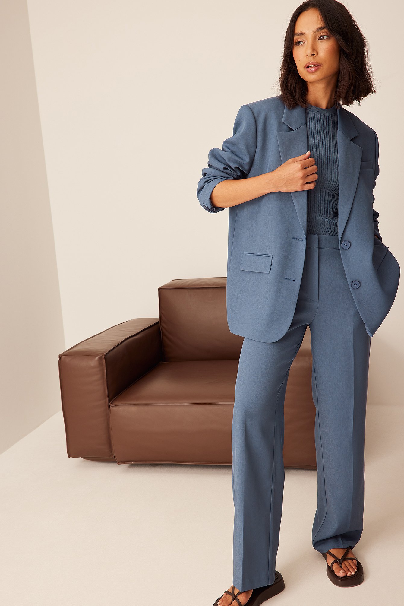 Blue Relaxed Suit Trousers