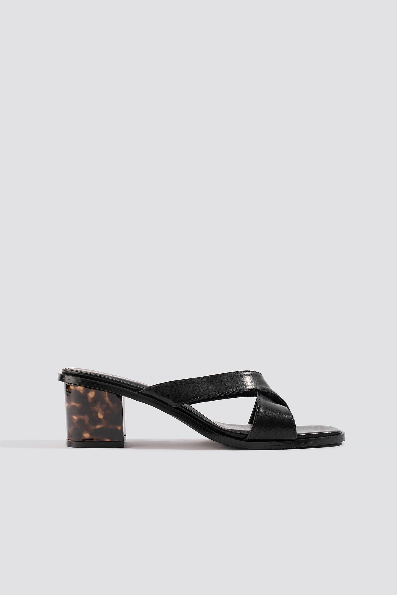 Resin Heel Mules Black