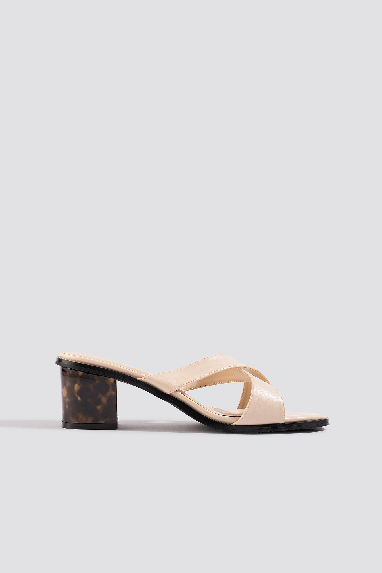 Resin Heel Mules Nude