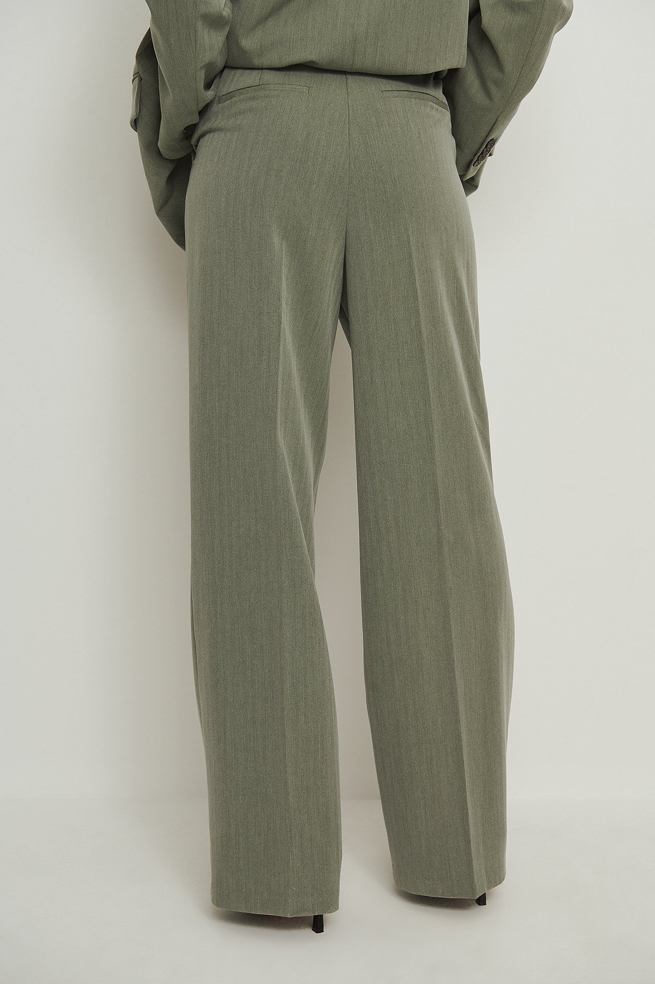 Heavy High Waist Suit Pants Green | na-kd.com