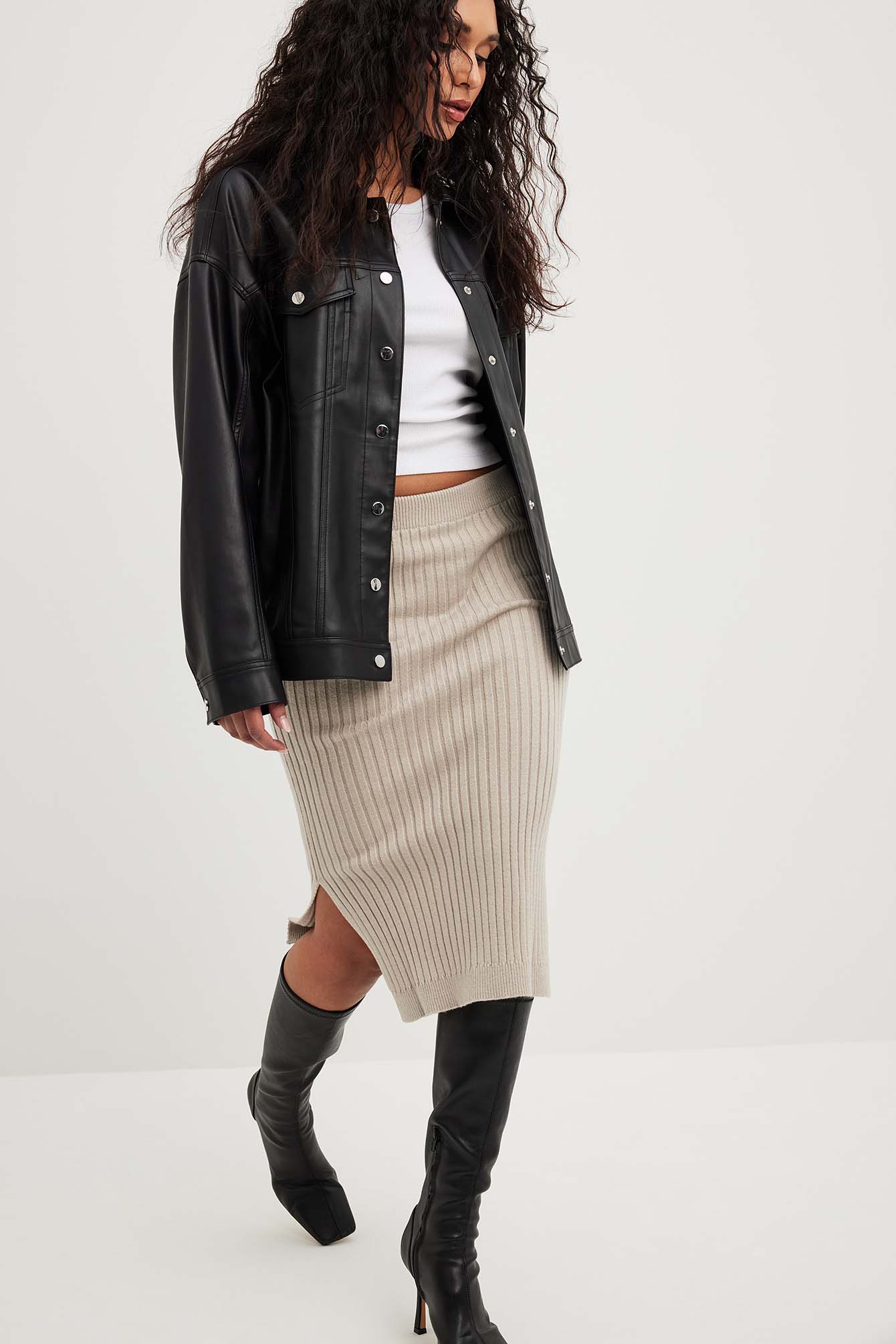 Rib knitted skirt
