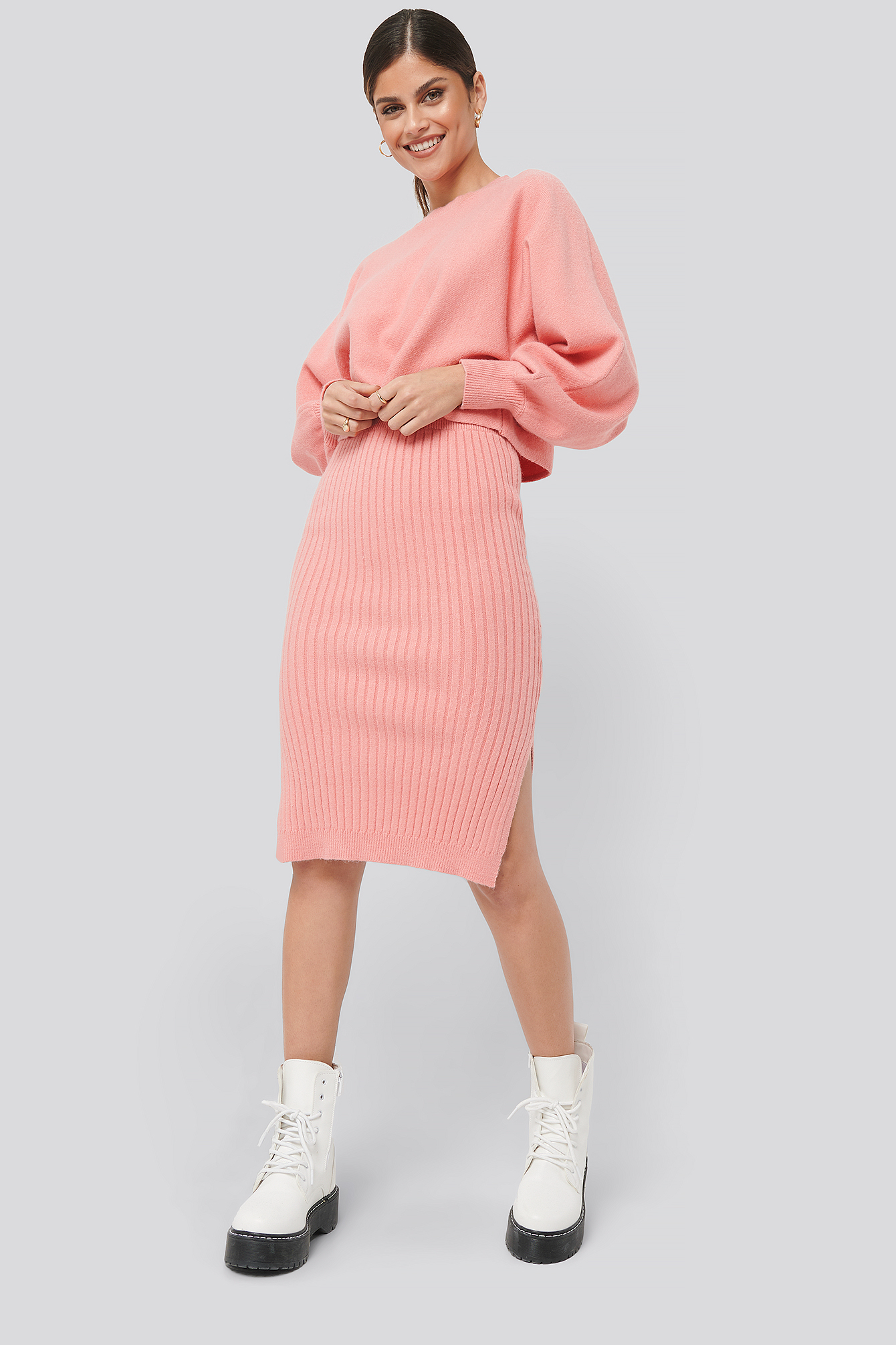 Rib knitted skirt