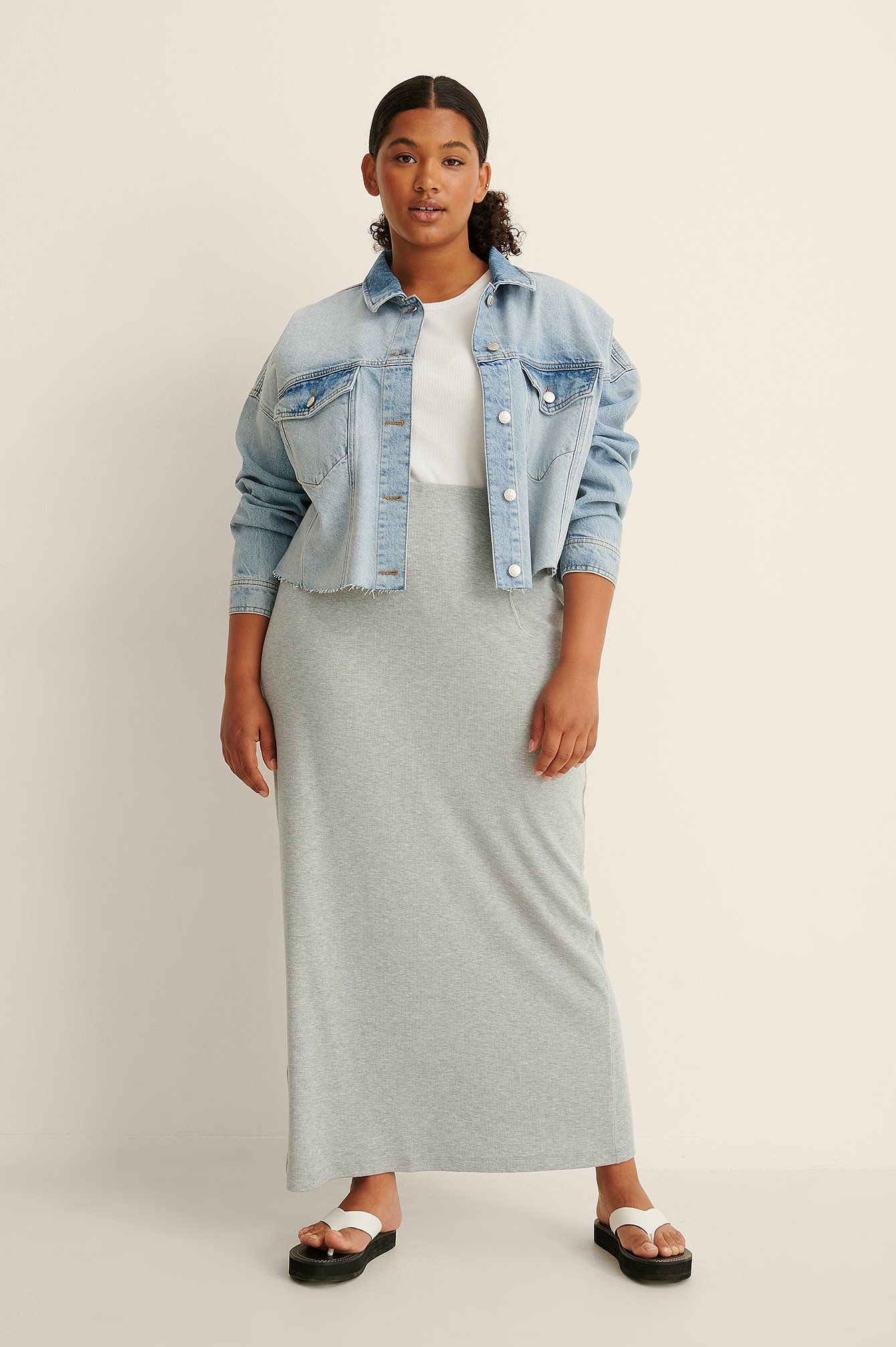 Grey Melange Maxi Skirt