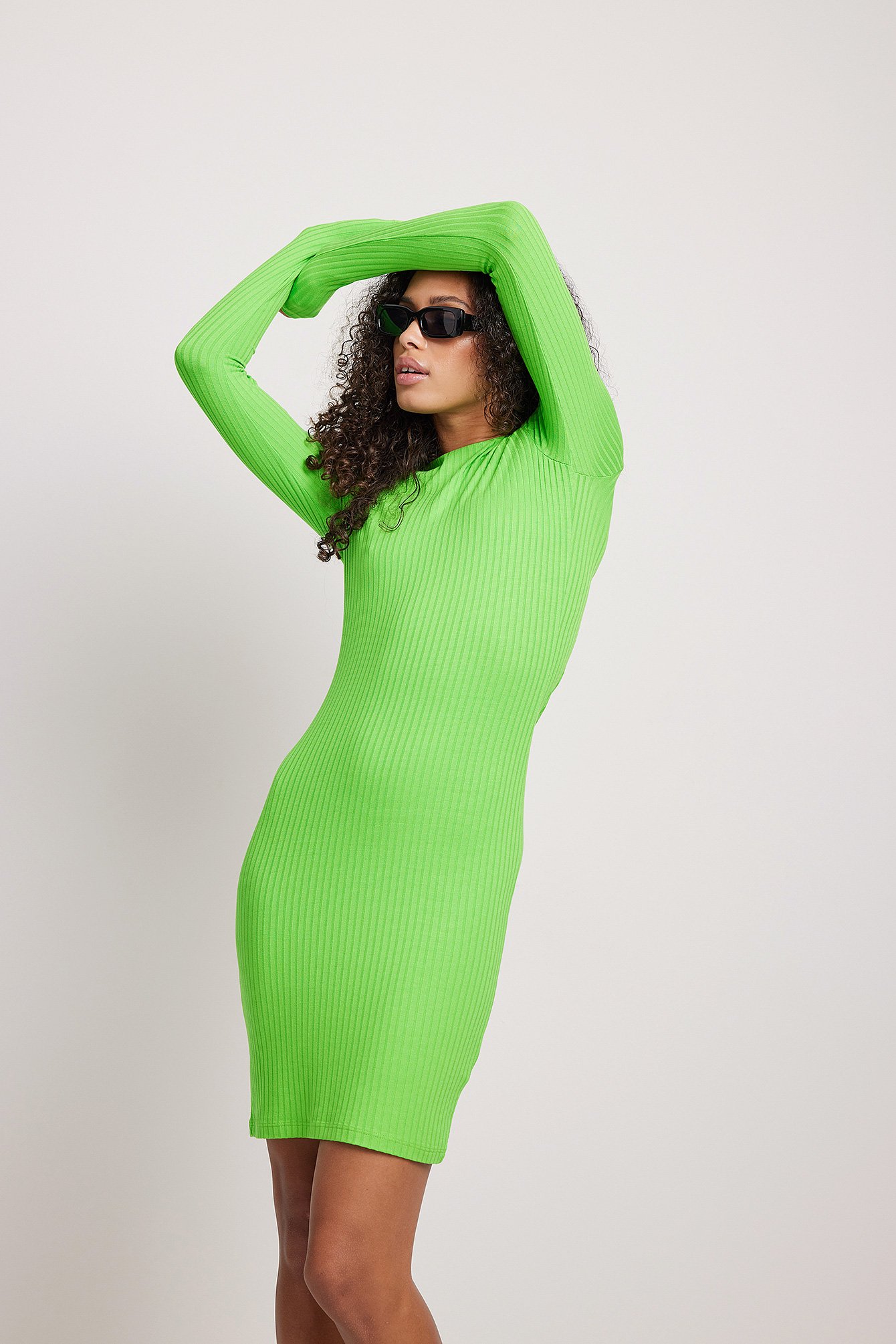 Green Recycled Rib Mini Dress