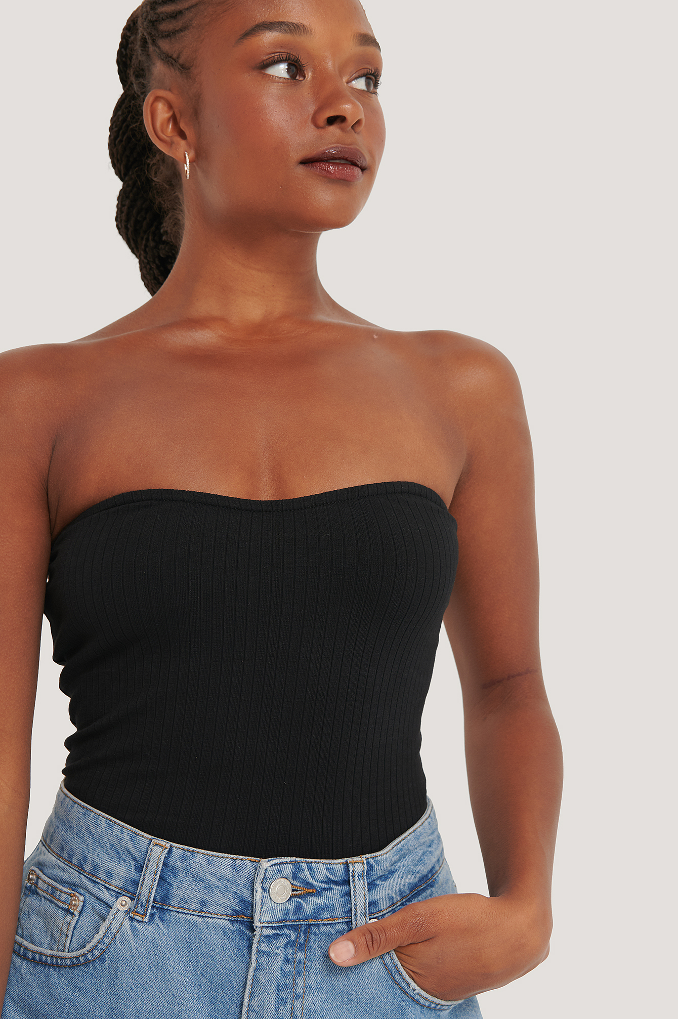 Ribbed Bustier Top Black