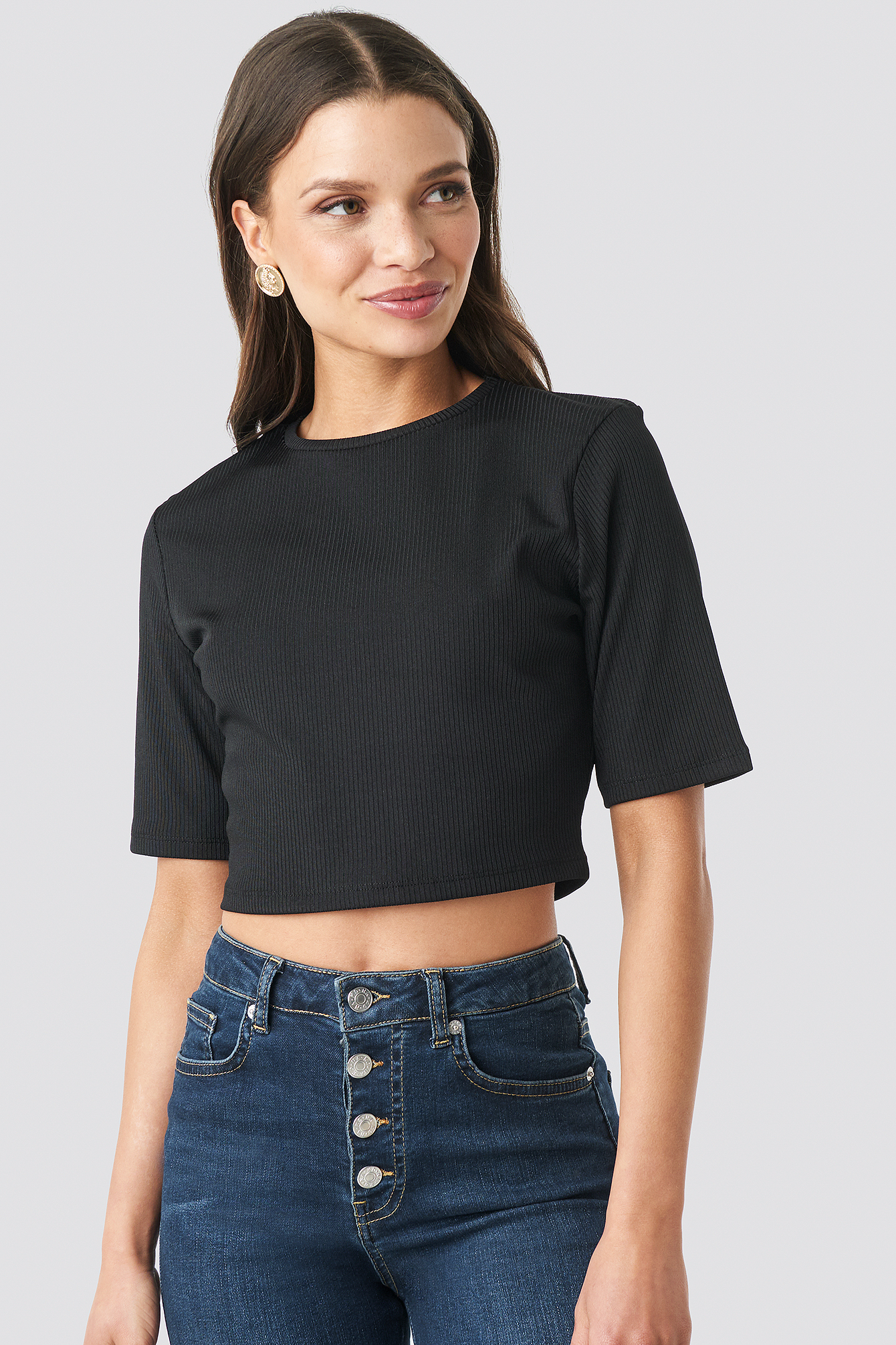 Ribbed Cropped Top Black